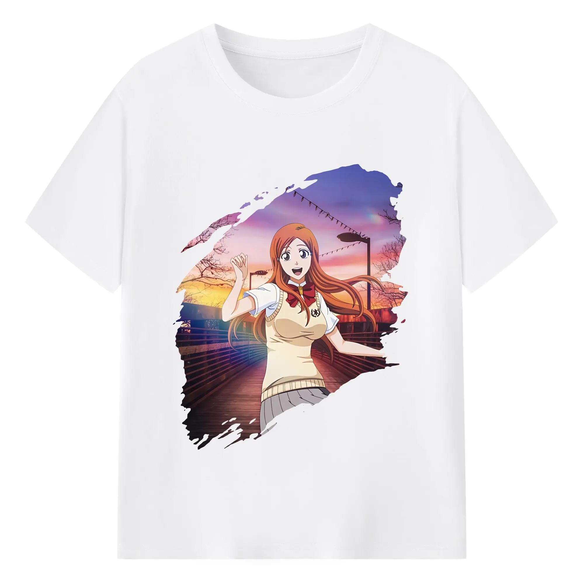 ブリーチ グッズ 井上 織姫 - 綿100％ 半袖Tシャツ ・ フロントプリント ・ 快適 通気性 ・ 日常使い 散歩 スポーツ用