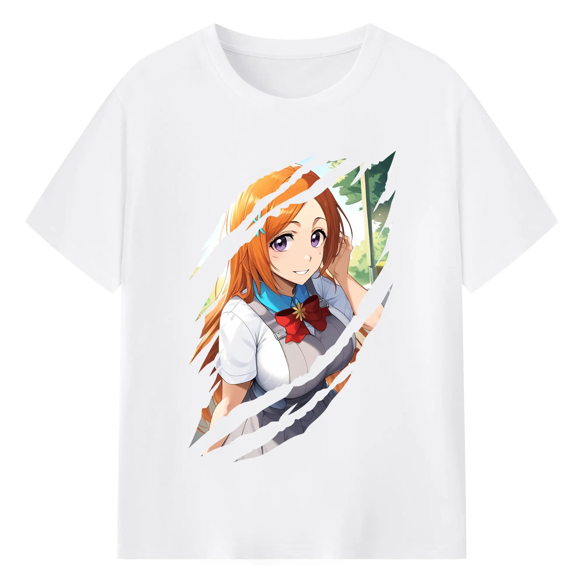 ブリーチ グッズ 井上 織姫 - 綿100％ 半袖Tシャツ ・ フロントプリント ・ 快適 通気性 ・ 日常使い 散歩 スポーツ用