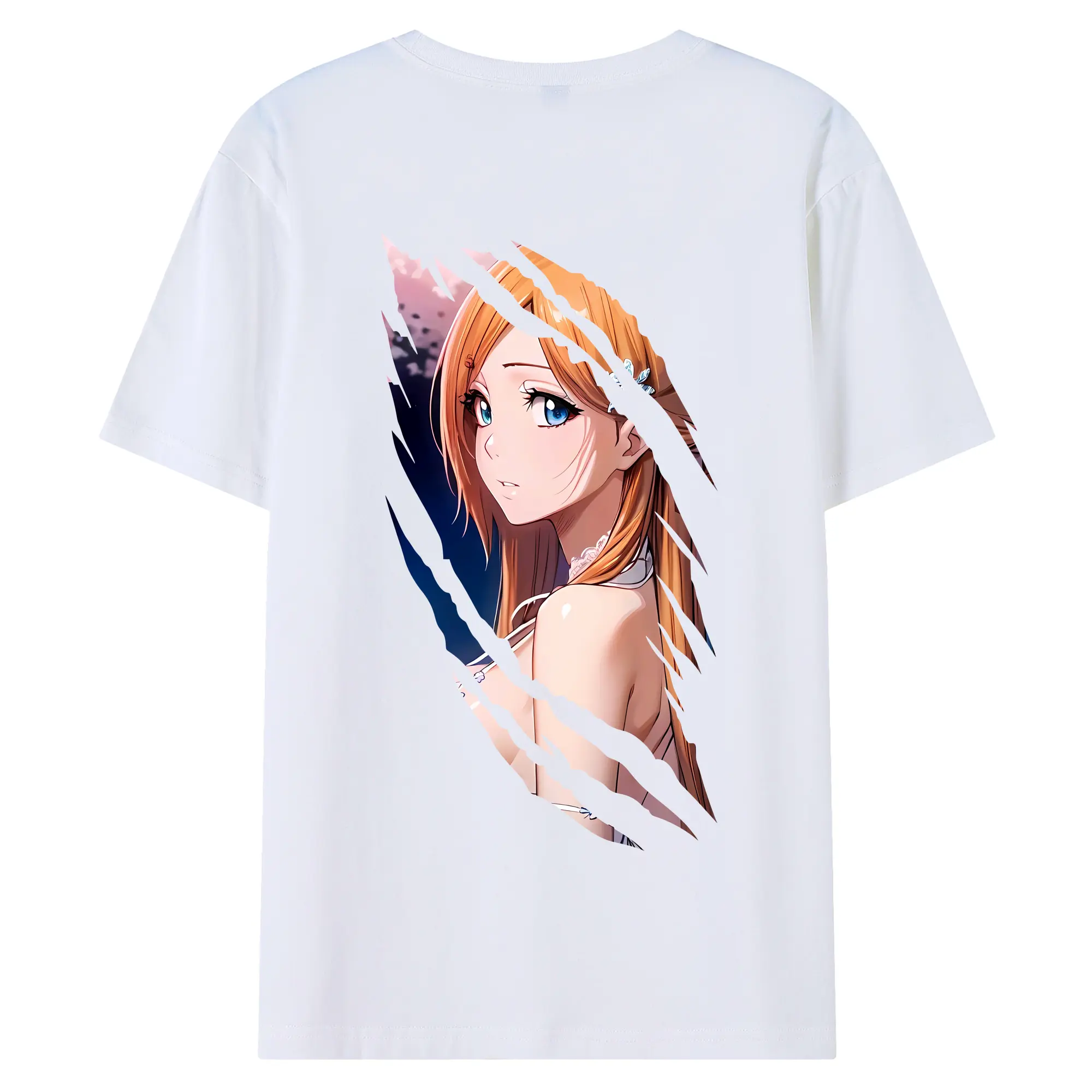 ブリーチ グッズ 井上 織姫 - 綿100％ 半袖Tシャツ ・ バックプリント ・ 快適 通気性 ・ 日常使い 散歩 スポーツ用