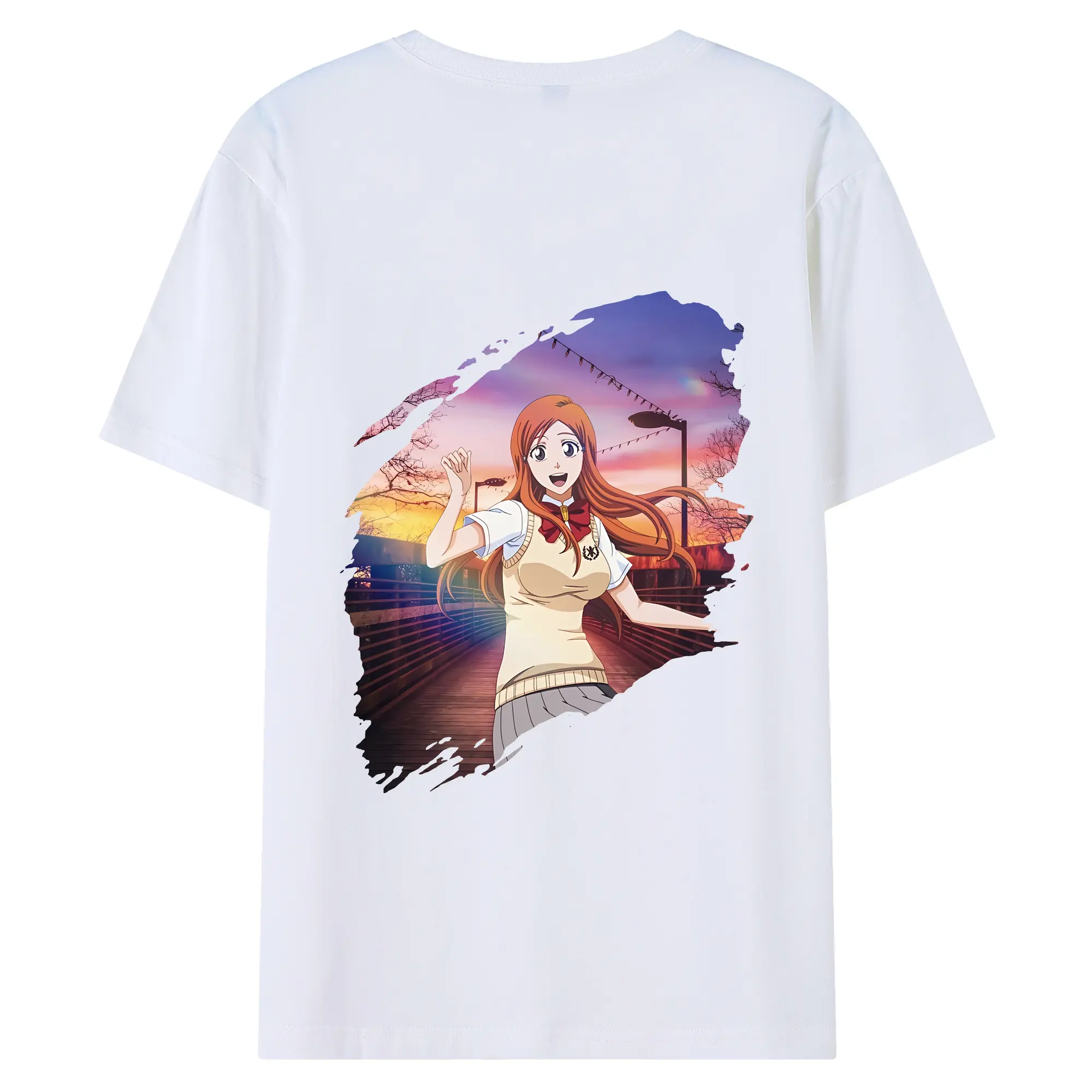 ブリーチ グッズ 井上 織姫 - 綿100％ 半袖Tシャツ ・ バックプリント ・ 快適 通気性 ・ 日常使い 散歩 スポーツ用