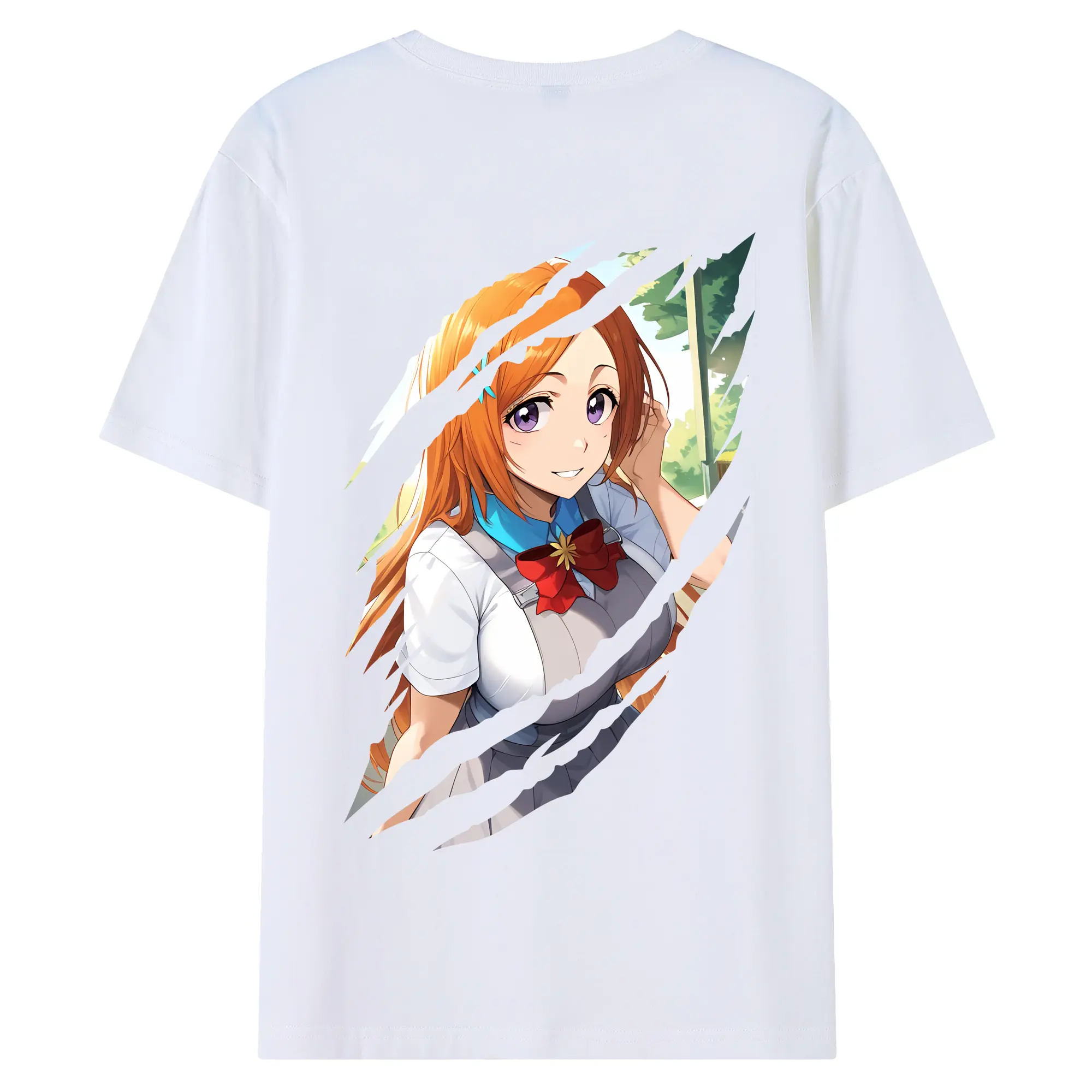 ブリーチ グッズ 井上 織姫 - 綿100％ 半袖Tシャツ ・ バックプリント ・ 快適 通気性 ・ 日常使い 散歩 スポーツ用