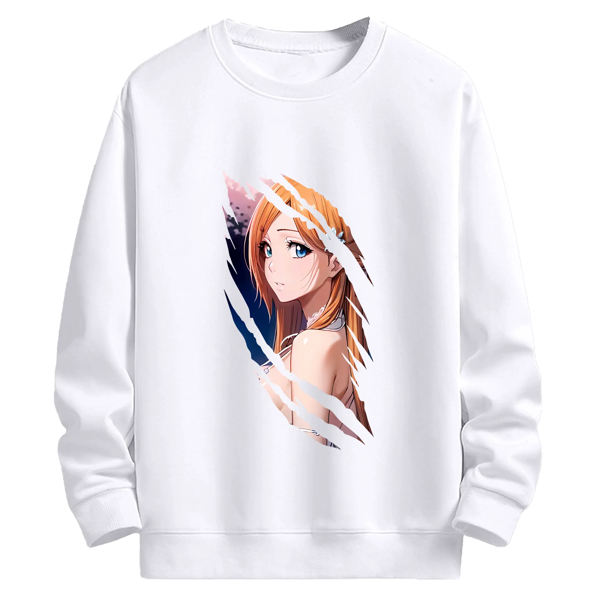 ブリーチ グッズ 井上 織姫 - 高品質 クルーネック スウェット ・ コットン59％ ポリエステル41％ ・ ユニセックス 長袖 トレーナー ・ カジュアル デイリー スポーツ 散歩用