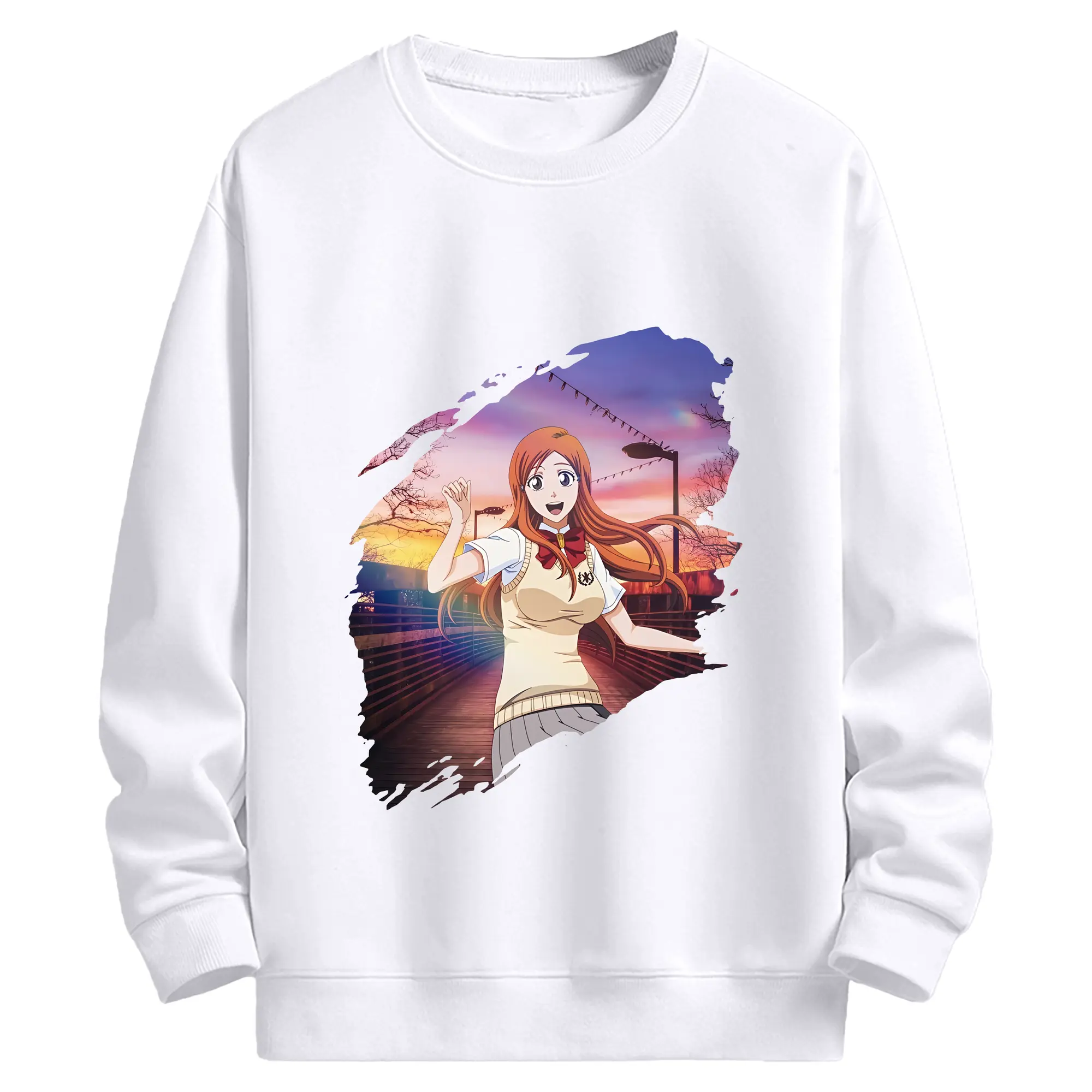 ブリーチ グッズ 井上 織姫 - 高品質 クルーネック スウェット ・ コットン59％ ポリエステル41％ ・ ユニセックス 長袖 トレーナー ・ カジュアル デイリー スポーツ 散歩用