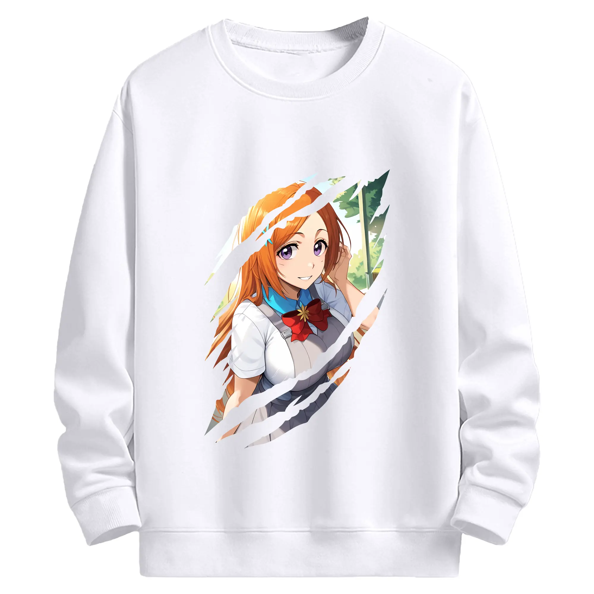 ブリーチ グッズ 井上 織姫 - 高品質 クルーネック スウェット ・ コットン59％ ポリエステル41％ ・ ユニセックス 長袖 トレーナー ・ カジュアル デイリー スポーツ 散歩用