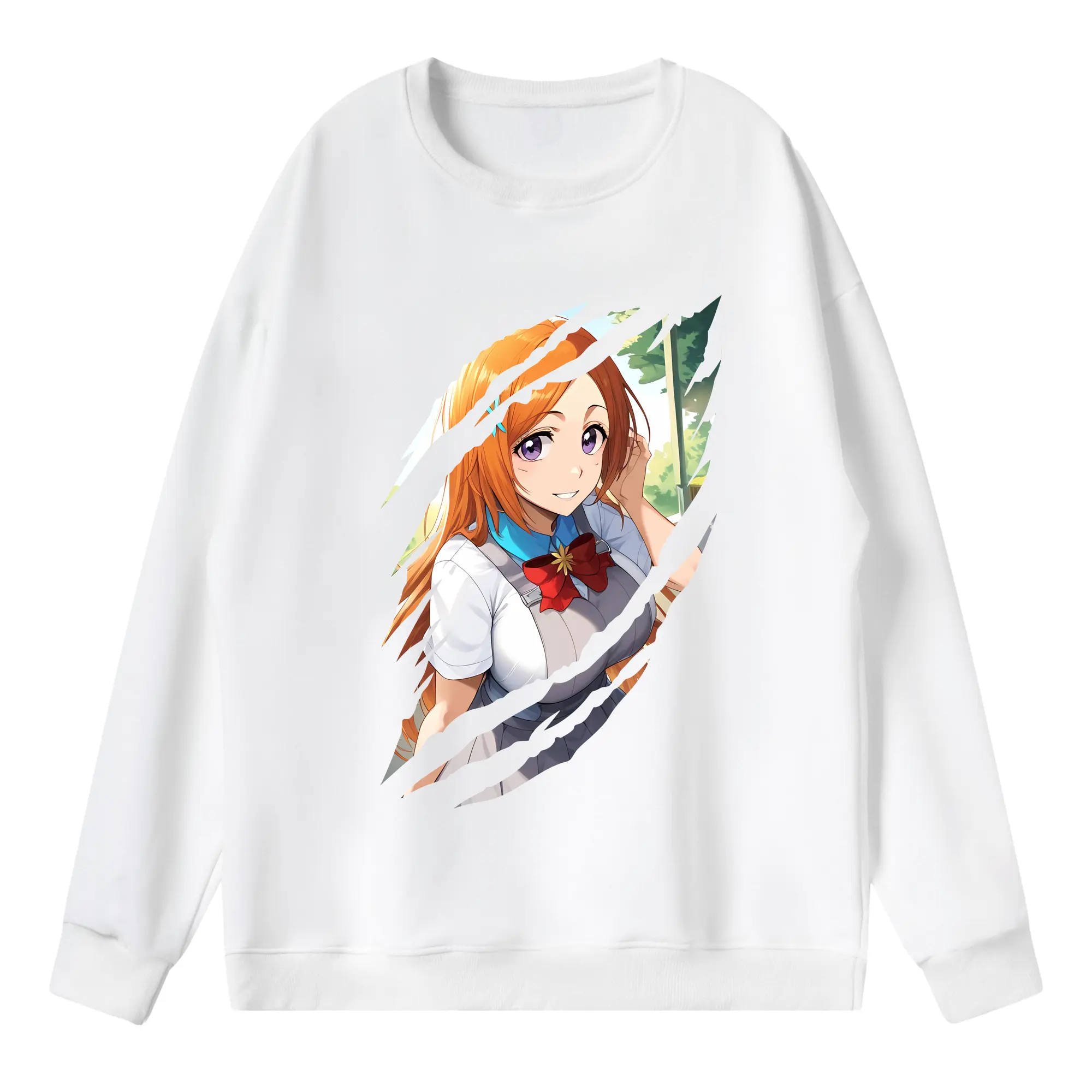 ブリーチ グッズ 井上 織姫 - 薄手 クルーネック スウェット 裏毛260g · ポリエステル 春秋向け カジュアル 男女兼用 · トレーナー デイリー スポーツ 散歩に最適