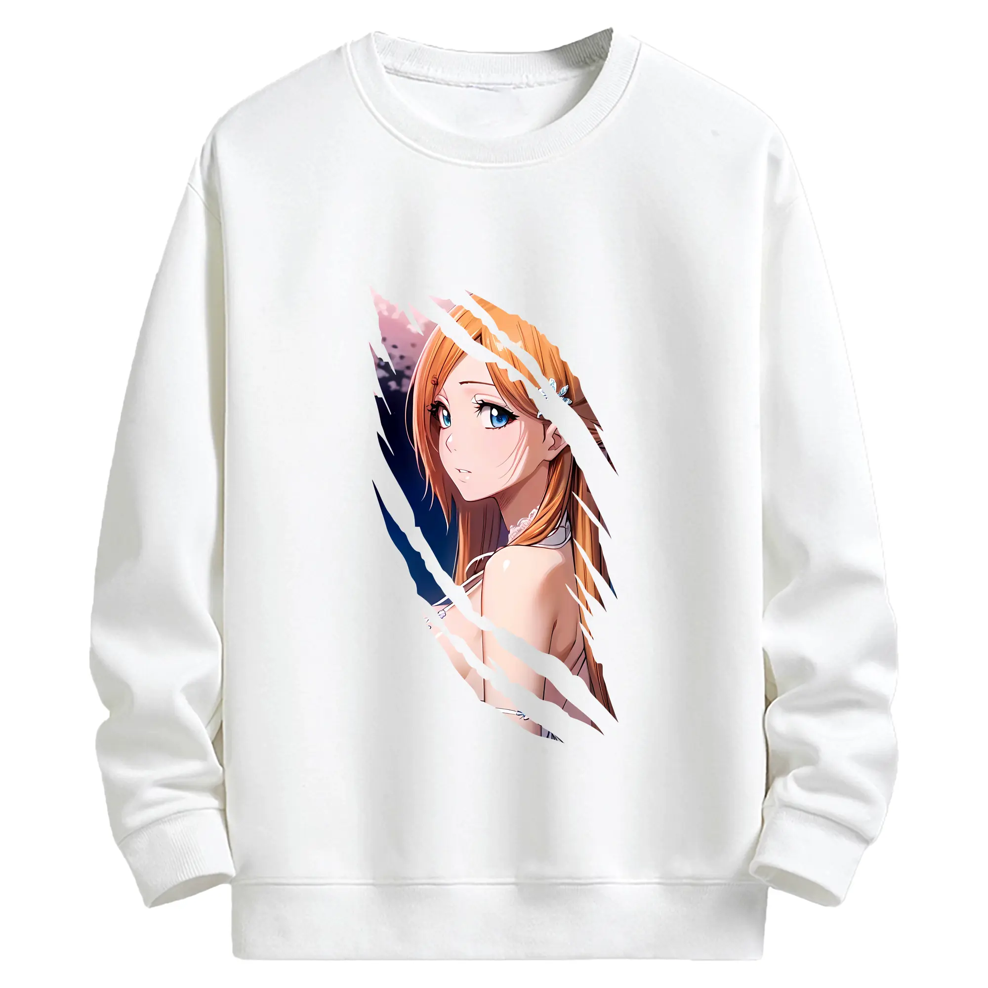 ブリーチ グッズ 井上 織姫 - キッズ クルーネックスウェットシャツ ・ フロントプリント ・ 綿80％ ポリエステル20％ ・ 快適 通学 スポーツ 日常使い お散歩用