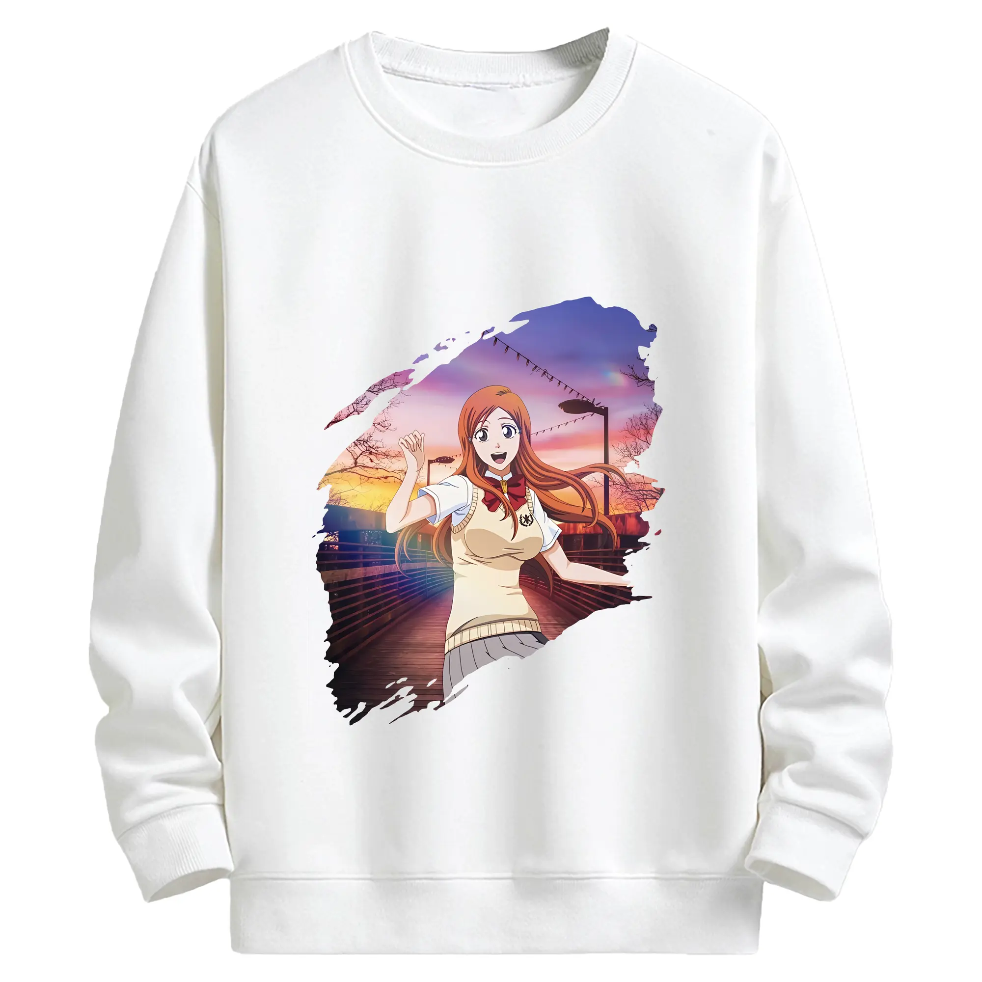 ブリーチ グッズ 井上 織姫 - キッズ クルーネックスウェットシャツ ・ フロントプリント ・ 綿80％ ポリエステル20％ ・ 快適 通学 スポーツ 日常使い お散歩用