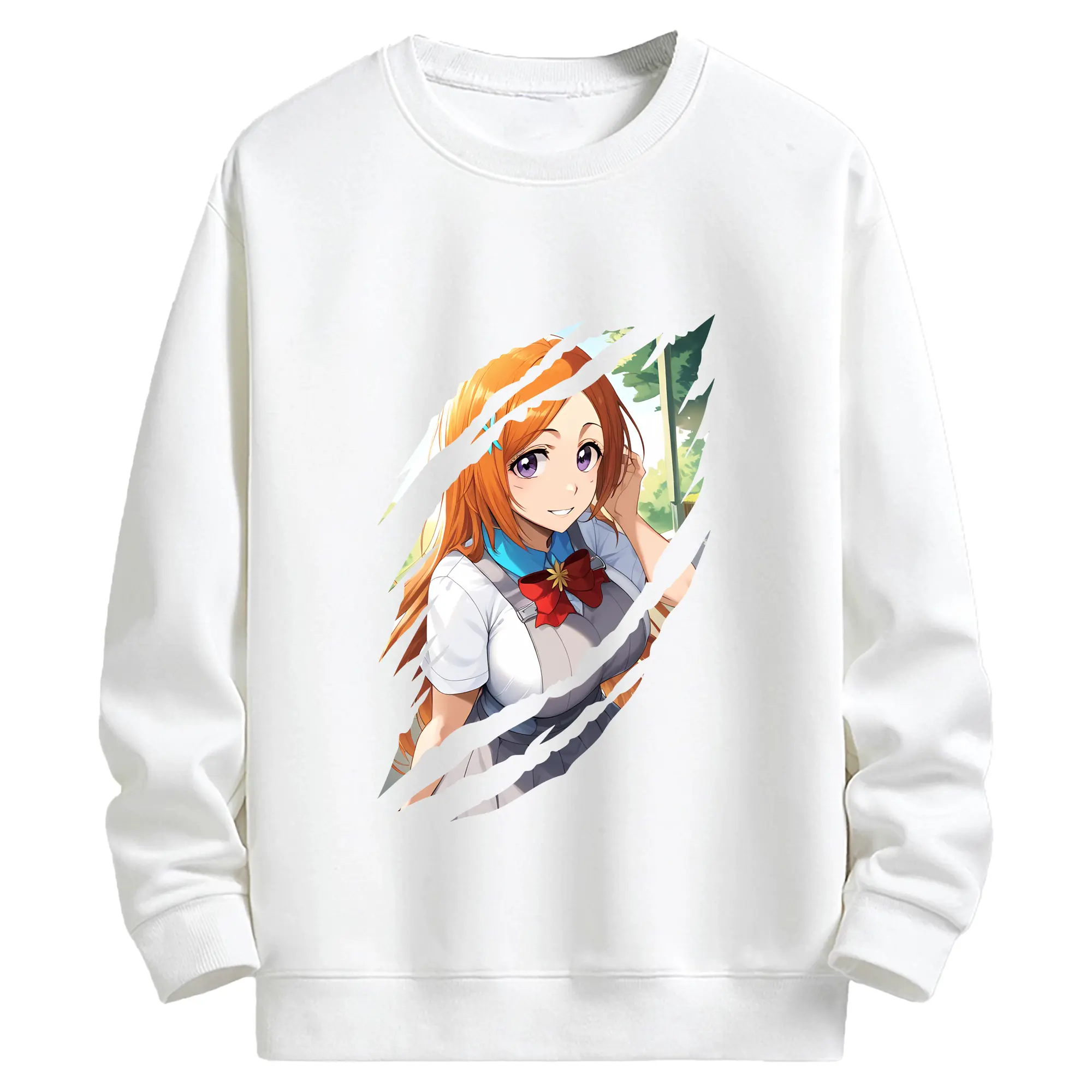 ブリーチ グッズ 井上 織姫 - キッズ クルーネックスウェットシャツ ・ フロントプリント ・ 綿80％ ポリエステル20％ ・ 快適 通学 スポーツ 日常使い お散歩用