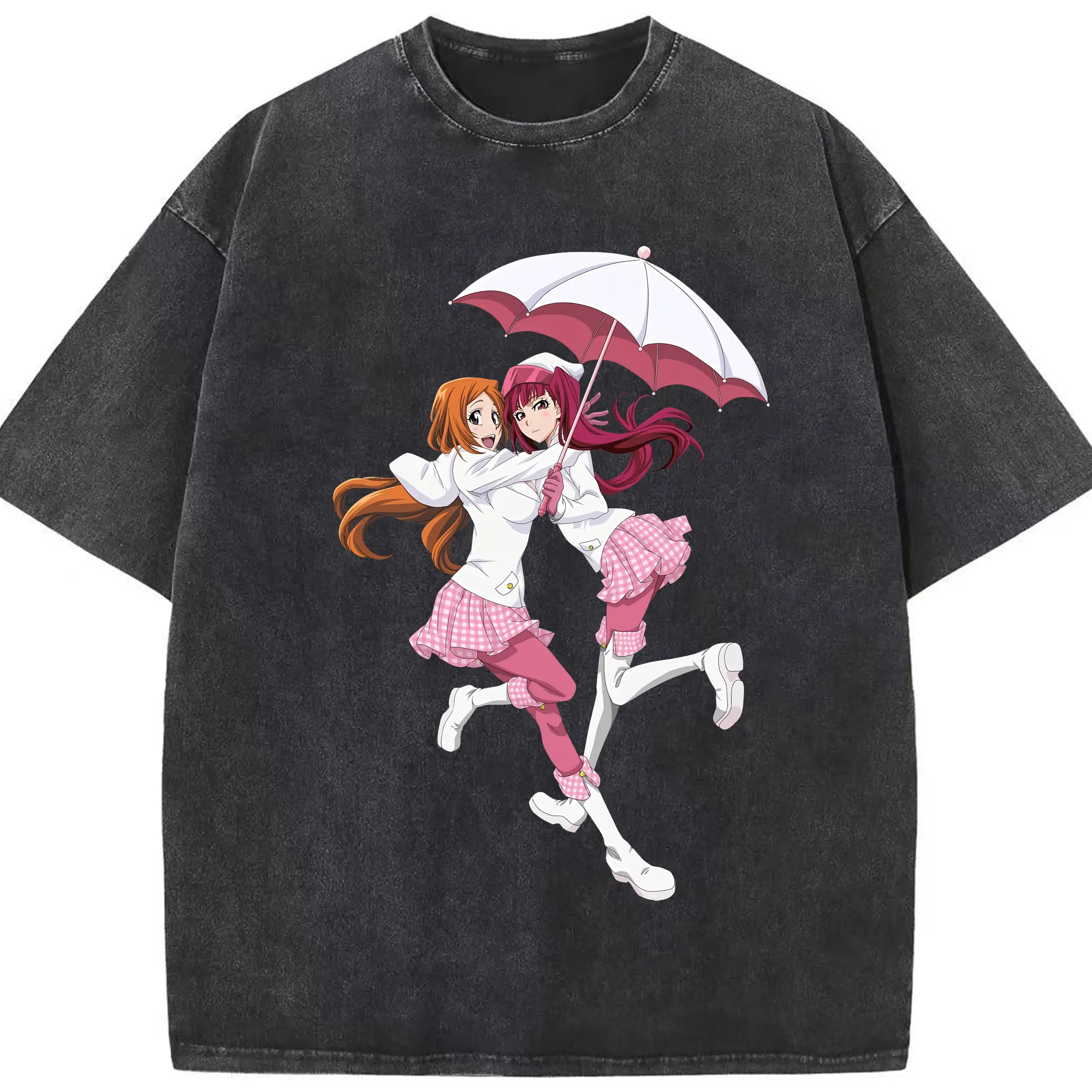 ブリーチ グッズ 井上 織姫 - 綿100％ ヴィンテージ風 半袖Tシャツ ・ フロントプリント ・ 柔らか肌触り ・ 通気性 快適 ・ スポーツ カジュアル 外出用