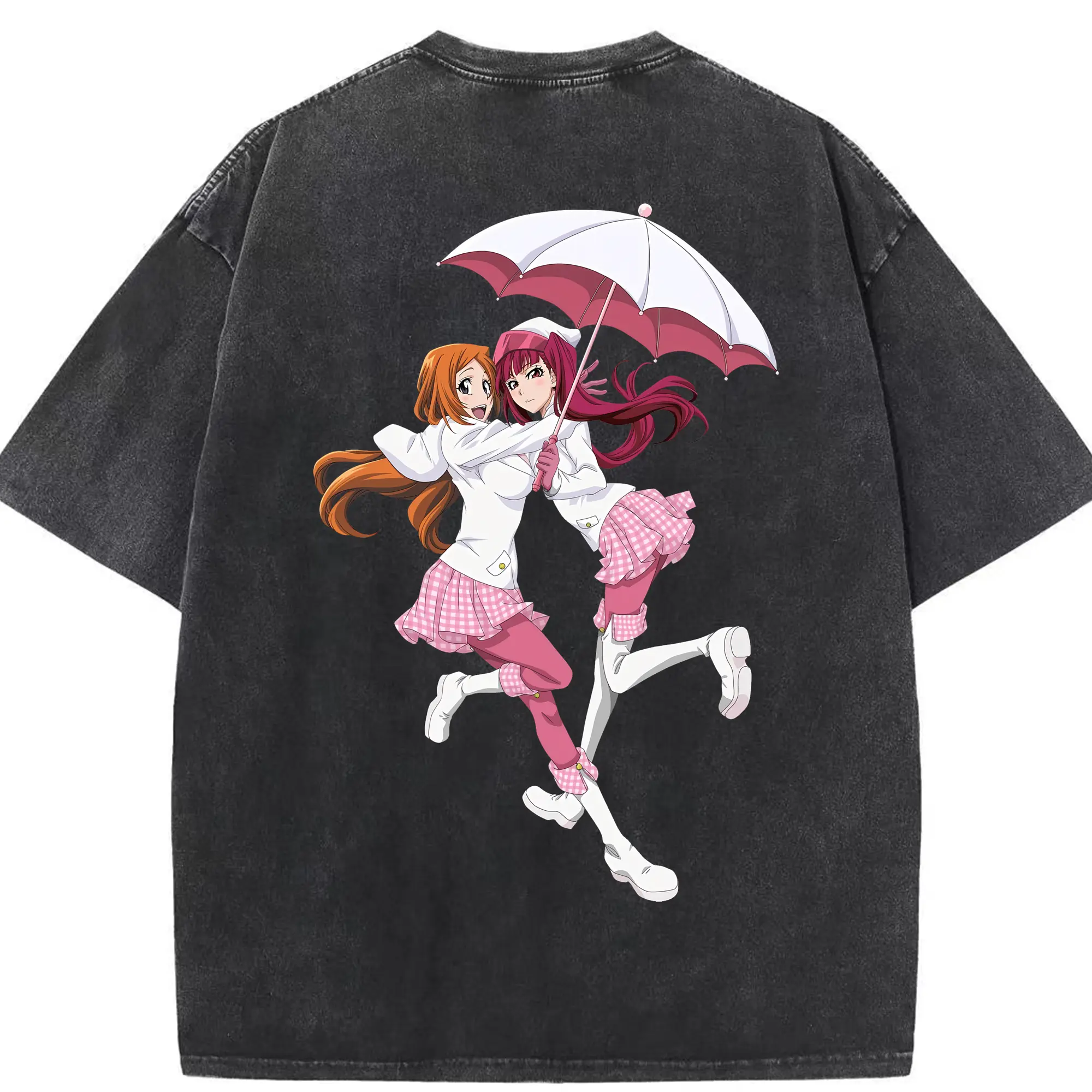 ブリーチ グッズ 井上 織姫 - 綿100％ ヴィンテージ風 半袖Tシャツ ・ 背面プリント ・ 柔らか肌触り ・ 通気性 快適 ・ スポーツ カジュアル 外出用