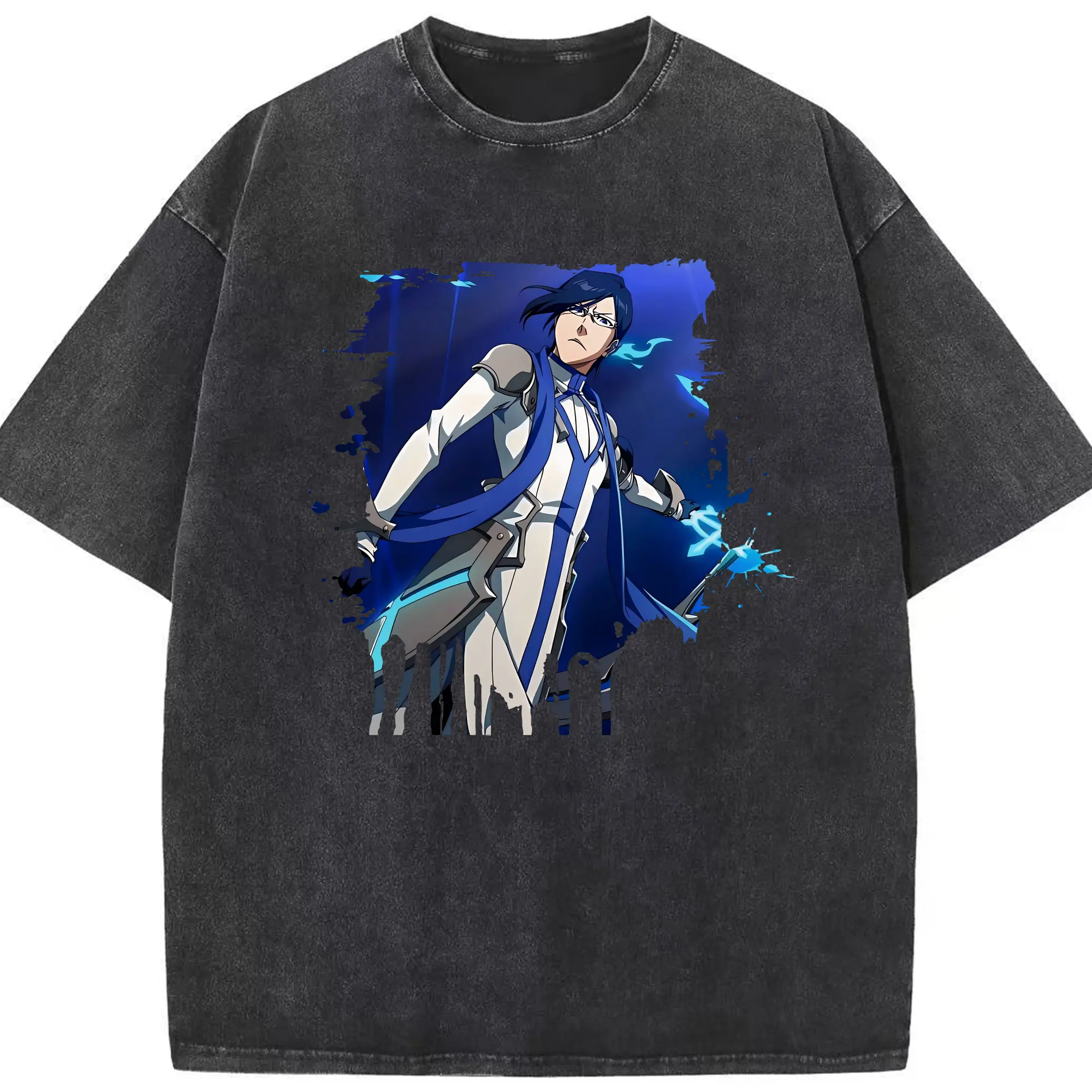 ブリーチ グッズ 石田 雨竜 - 綿100％ ヴィンテージ風 半袖Tシャツ ・ フロントプリント ・ 柔らか肌触り ・ 通気性 快適 ・ スポーツ カジュアル 外出用