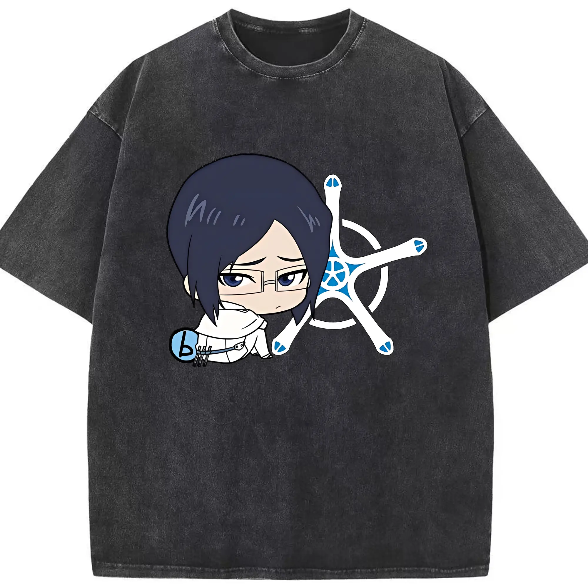 ブリーチ グッズ 石田 雨竜 - 綿100％ ヴィンテージ風 半袖Tシャツ ・ フロントプリント ・ 柔らか肌触り ・ 通気性 快適 ・ スポーツ カジュアル 外出用