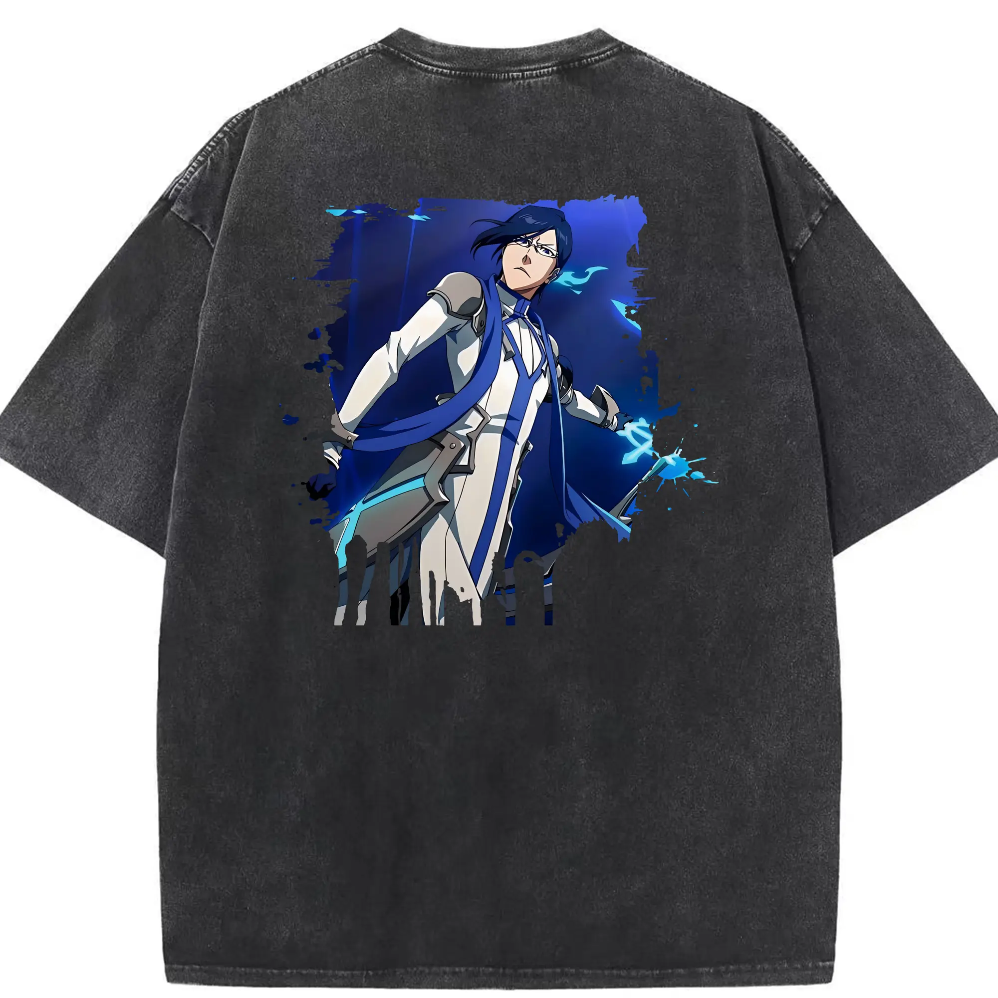 ブリーチ グッズ 石田 雨竜 - 綿100％ ヴィンテージ風 半袖Tシャツ ・ 背面プリント ・ 柔らか肌触り ・ 通気性 快適 ・ スポーツ カジュアル 外出用