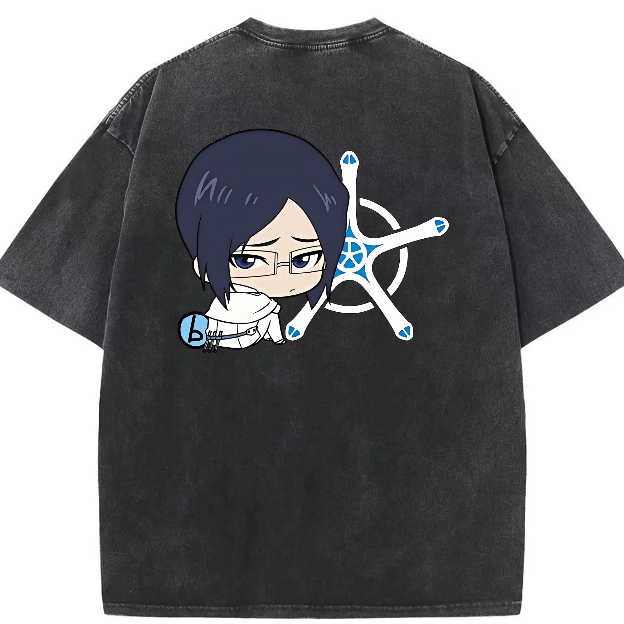 ブリーチ グッズ 石田 雨竜 - 綿100％ ヴィンテージ風 半袖Tシャツ ・ 背面プリント ・ 柔らか肌触り ・ 通気性 快適 ・ スポーツ カジュアル 外出用