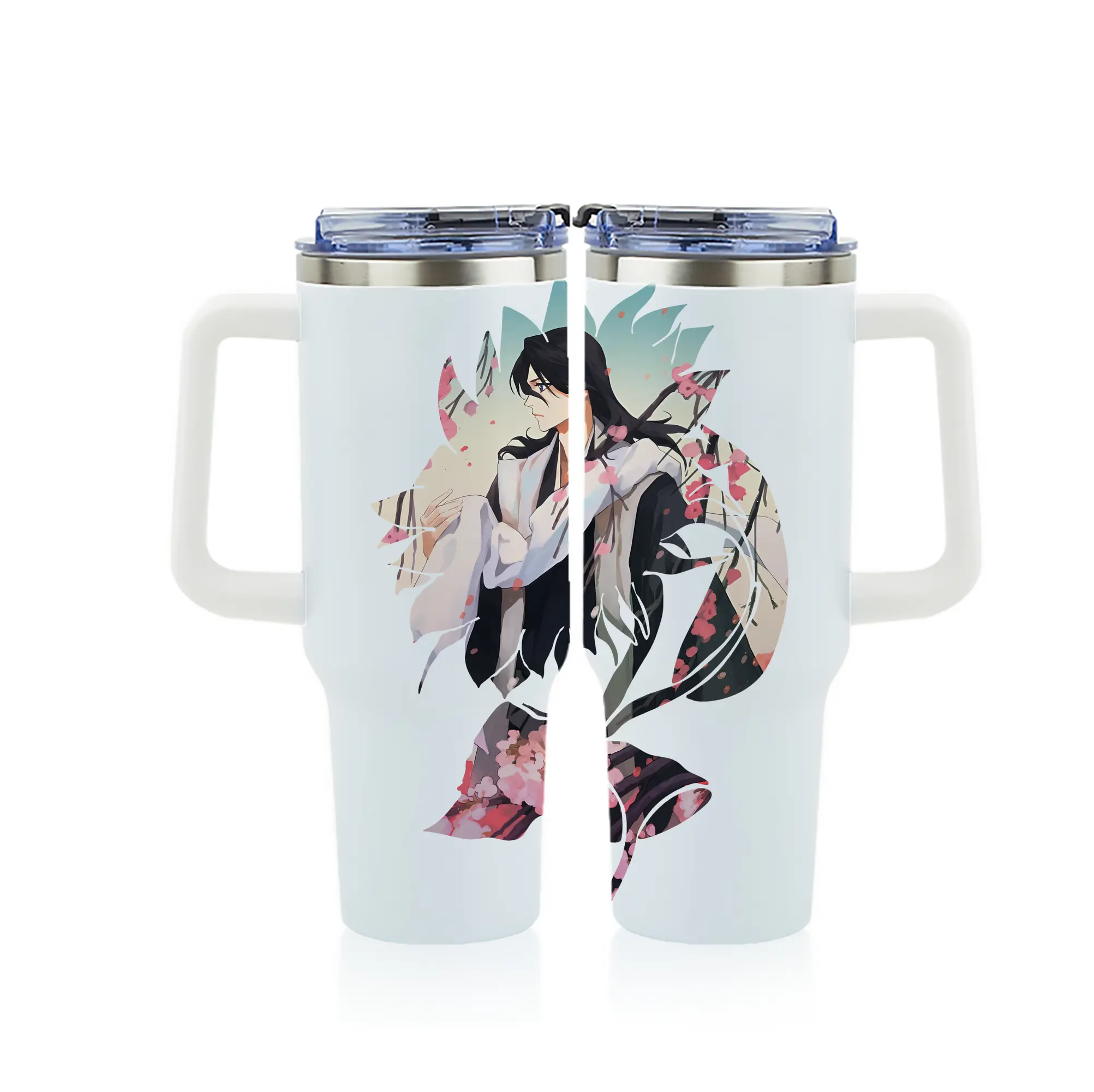 ブリーチ グッズ,朽木 白哉 - 1200mL フルプリント車用タンブラー ・ 304ステンレス 内側 ・ 201ステンレス 外側 ・ 保温 保冷 ・ 通勤 ドライブ アウトドア用