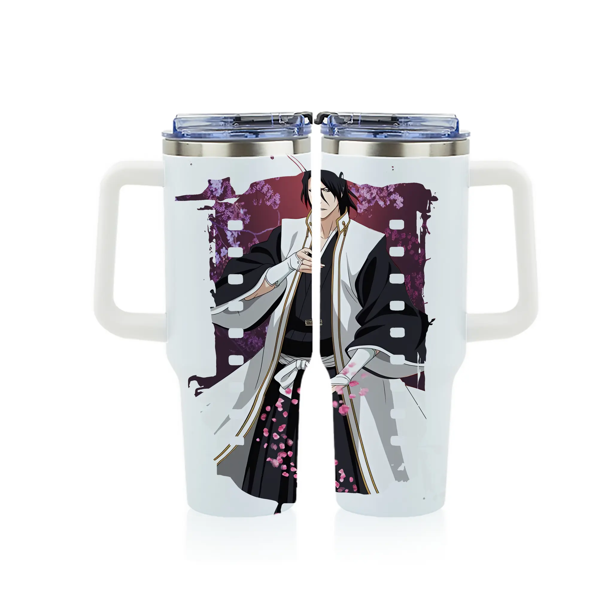 ブリーチ グッズ,朽木 白哉 - 1200mL フルプリント車用タンブラー ・ 304ステンレス 内側 ・ 201ステンレス 外側 ・ 保温 保冷 ・ 通勤 ドライブ アウトドア用