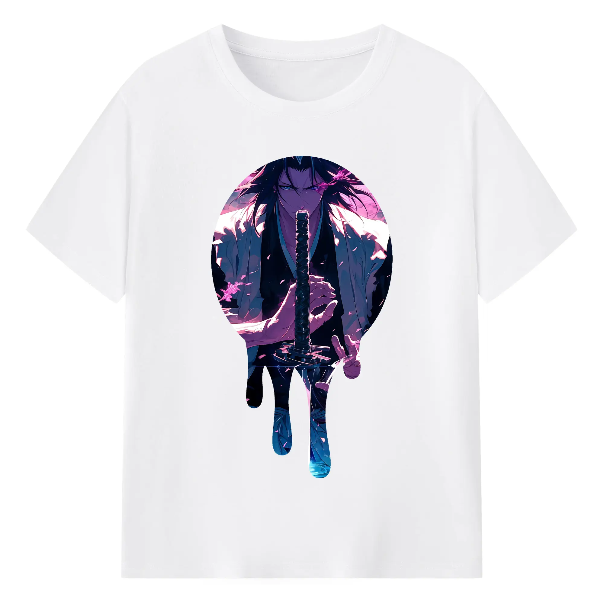 ブリーチ グッズ,朽木 白哉 - 綿100％ 半袖Tシャツ ・ フロントプリント ・ 快適 通気性 ・ 日常使い 散歩 スポーツ用