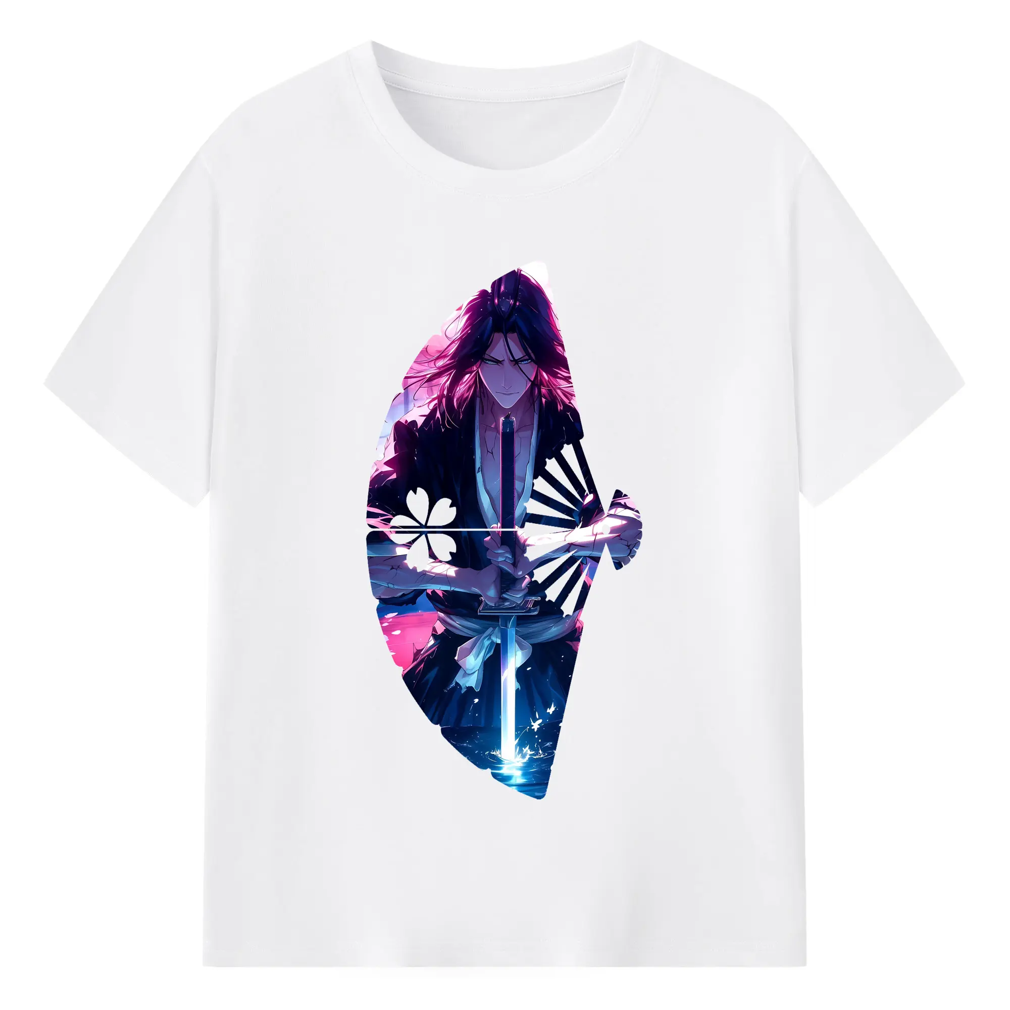 ブリーチ グッズ,朽木 白哉 - 綿100％ 半袖Tシャツ ・ フロントプリント ・ 快適 通気性 ・ 日常使い 散歩 スポーツ用