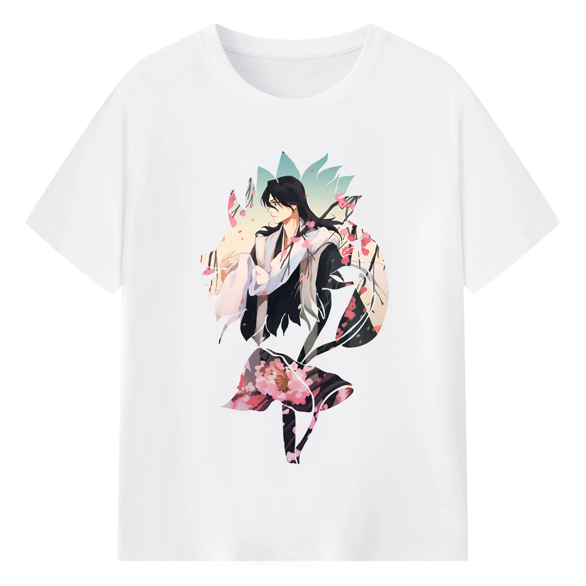 ブリーチ グッズ,朽木 白哉 - 綿100％ 半袖Tシャツ ・ フロントプリント ・ 快適 通気性 ・ 日常使い 散歩 スポーツ用