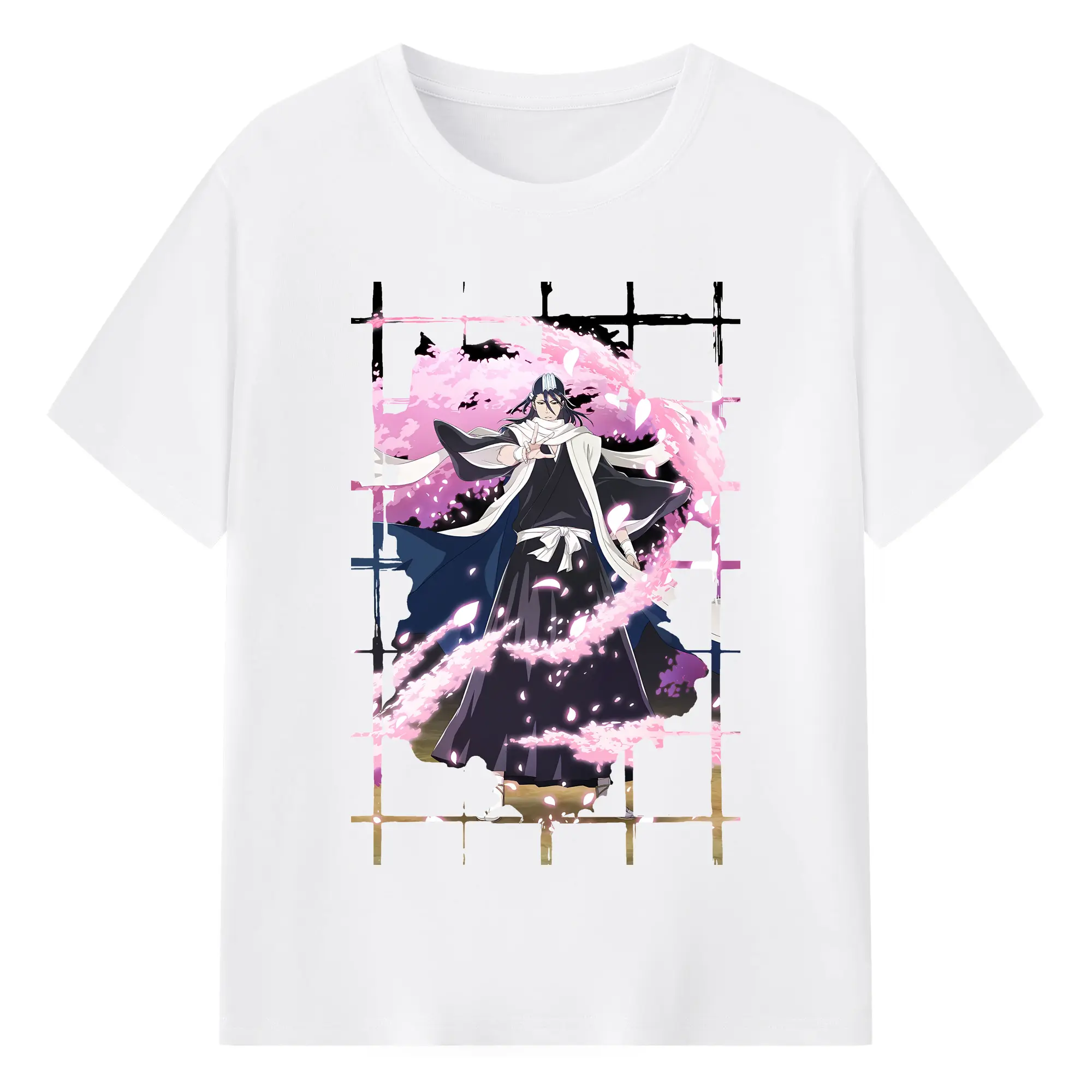 ブリーチ グッズ,朽木 白哉 - 綿100％ 半袖Tシャツ ・ フロントプリント ・ 快適 通気性 ・ 日常使い 散歩 スポーツ用