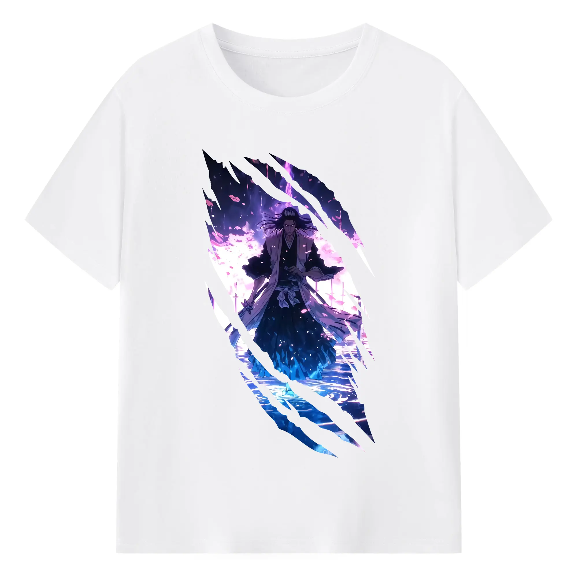 ブリーチ グッズ,朽木 白哉 - 綿100％ 半袖Tシャツ ・ フロントプリント ・ 快適 通気性 ・ 日常使い 散歩 スポーツ用