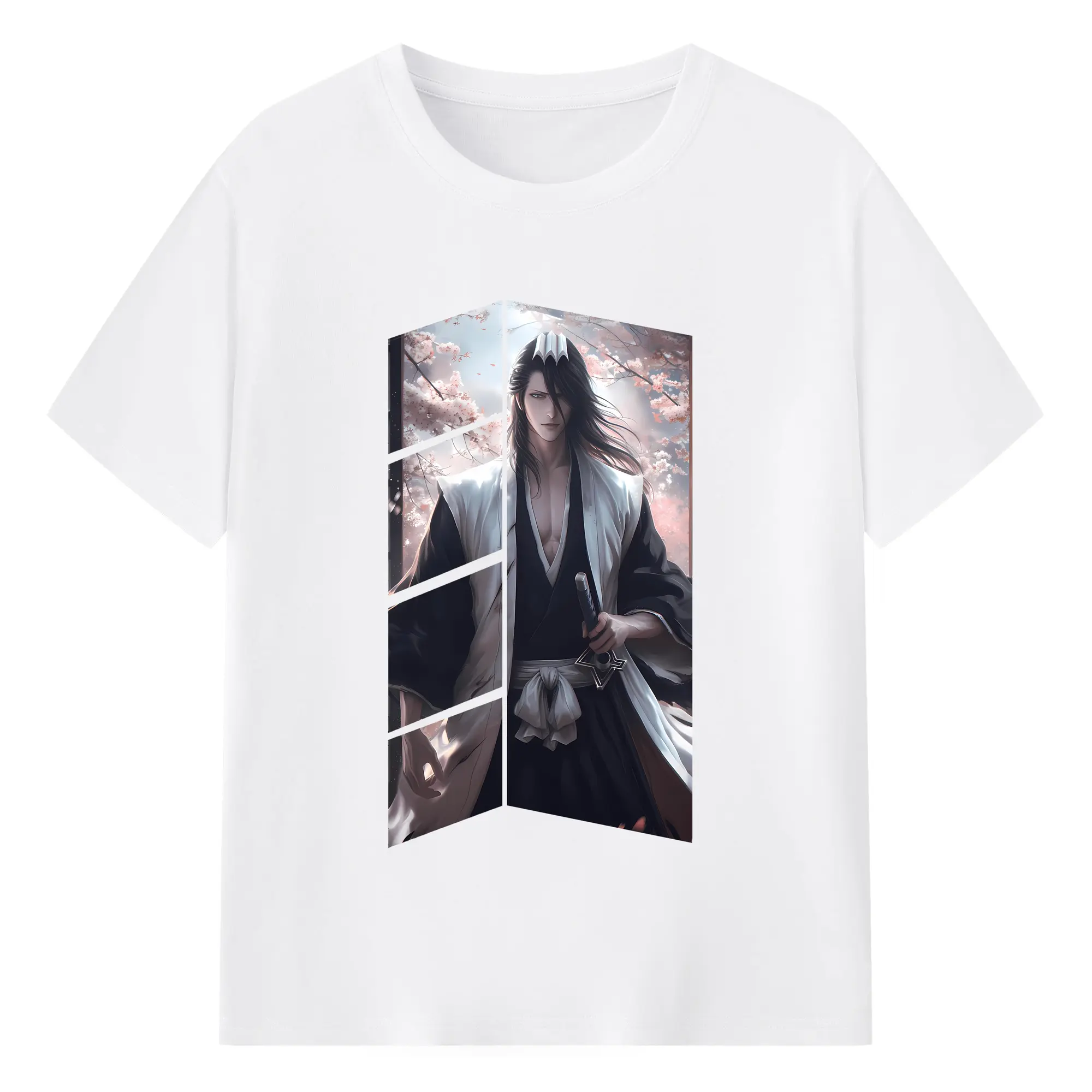 ブリーチ グッズ,朽木 白哉 - 綿100％ 半袖Tシャツ ・ フロントプリント ・ 快適 通気性 ・ 日常使い 散歩 スポーツ用