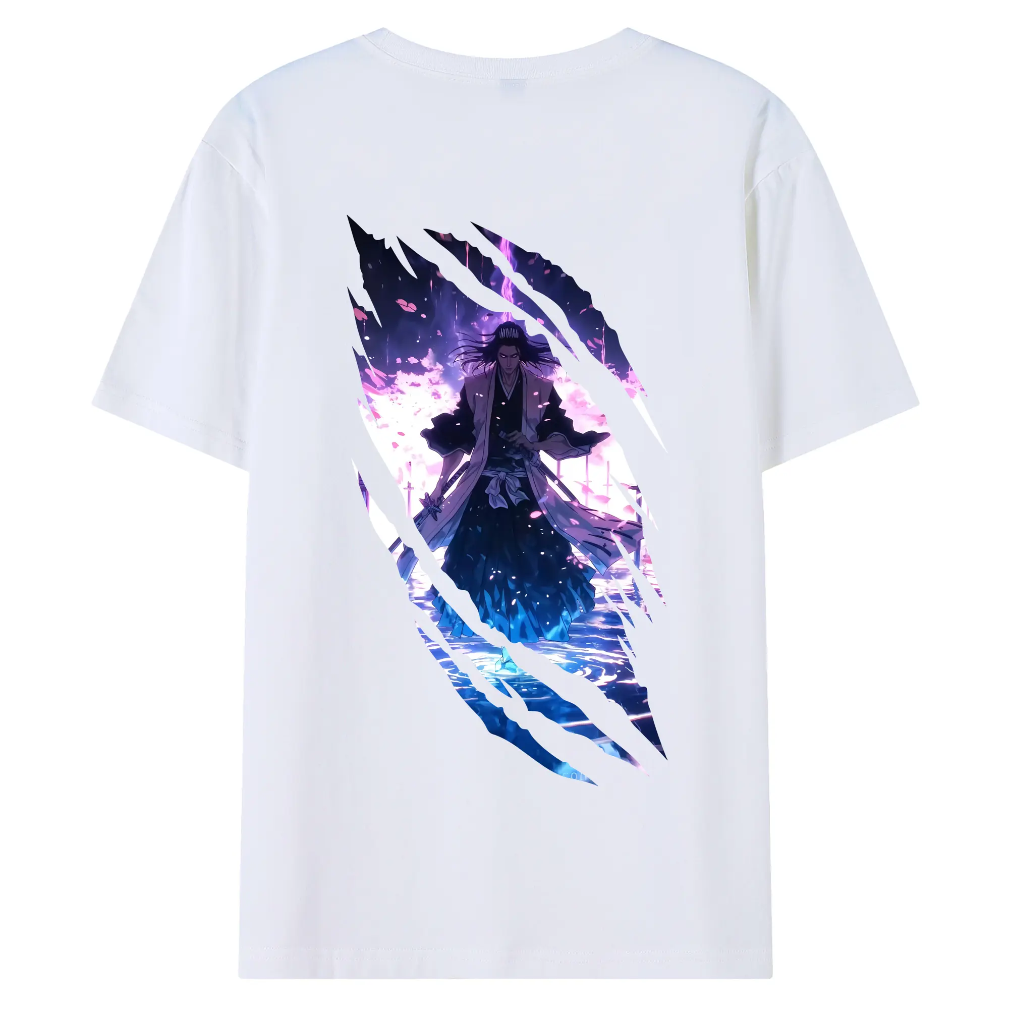 ブリーチ グッズ,朽木 白哉 - 綿100％ 半袖Tシャツ ・ バックプリント ・ 快適 通気性 ・ 日常使い 散歩 スポーツ用