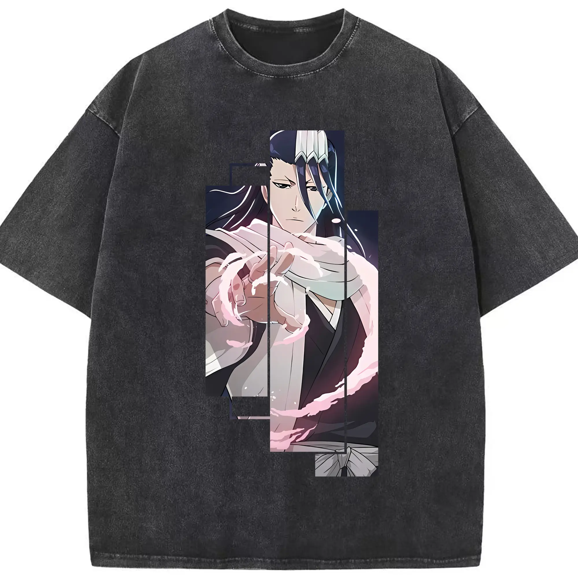 ブリーチ グッズ,朽木 白哉 - 綿100％ ヴィンテージ風 半袖Tシャツ ・ フロントプリント ・ 柔らか肌触り ・ 通気性 快適 ・ スポーツ カジュアル 外出用