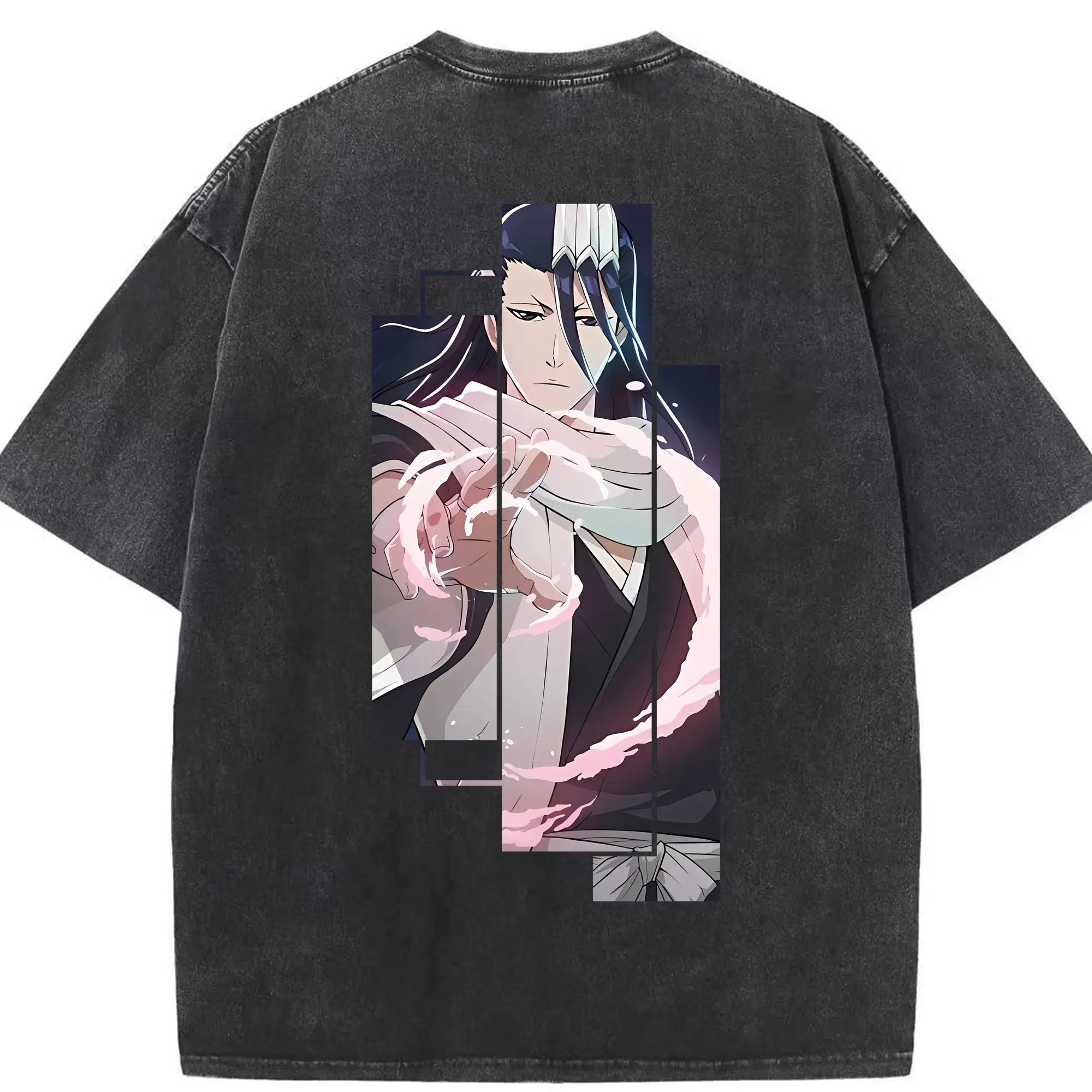 ブリーチ グッズ,朽木 白哉 - 綿100％ ヴィンテージ風 半袖Tシャツ ・ 背面プリント ・ 柔らか肌触り ・ 通気性 快適 ・ スポーツ カジュアル 外出用