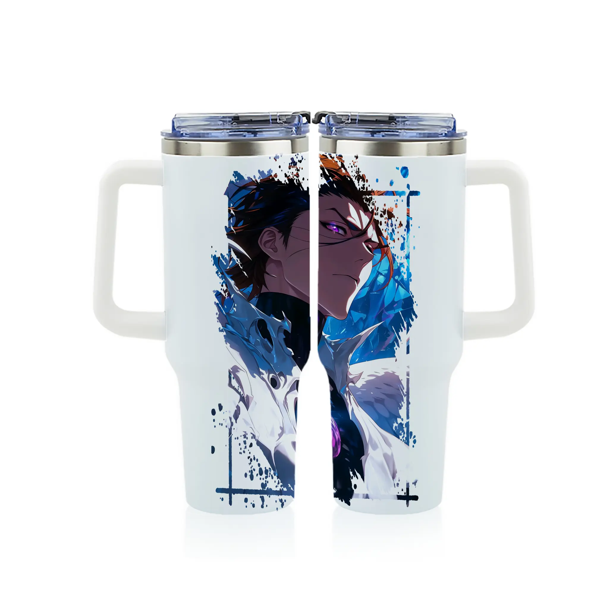 ブリーチ グッズ 藍染 惣右介 - 1200mL フルプリント車用タンブラー ・ 304ステンレス 内側 ・ 201ステンレス 外側 ・ 保温 保冷 ・ 通勤 ドライブ アウトドア用