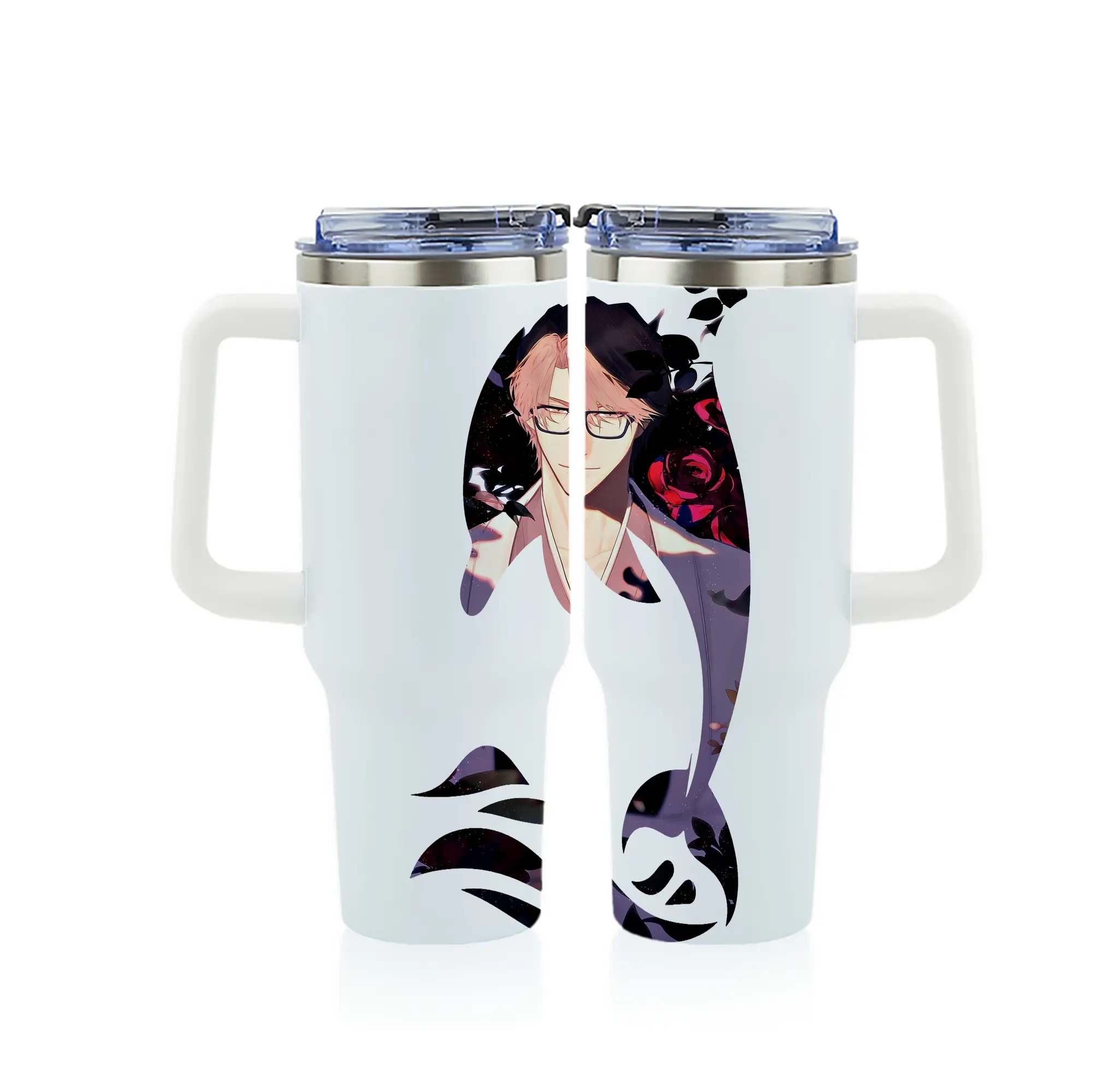 ブリーチ グッズ 藍染 惣右介 - 1200mL フルプリント車用タンブラー ・ 304ステンレス 内側 ・ 201ステンレス 外側 ・ 保温 保冷 ・ 通勤 ドライブ アウトドア用