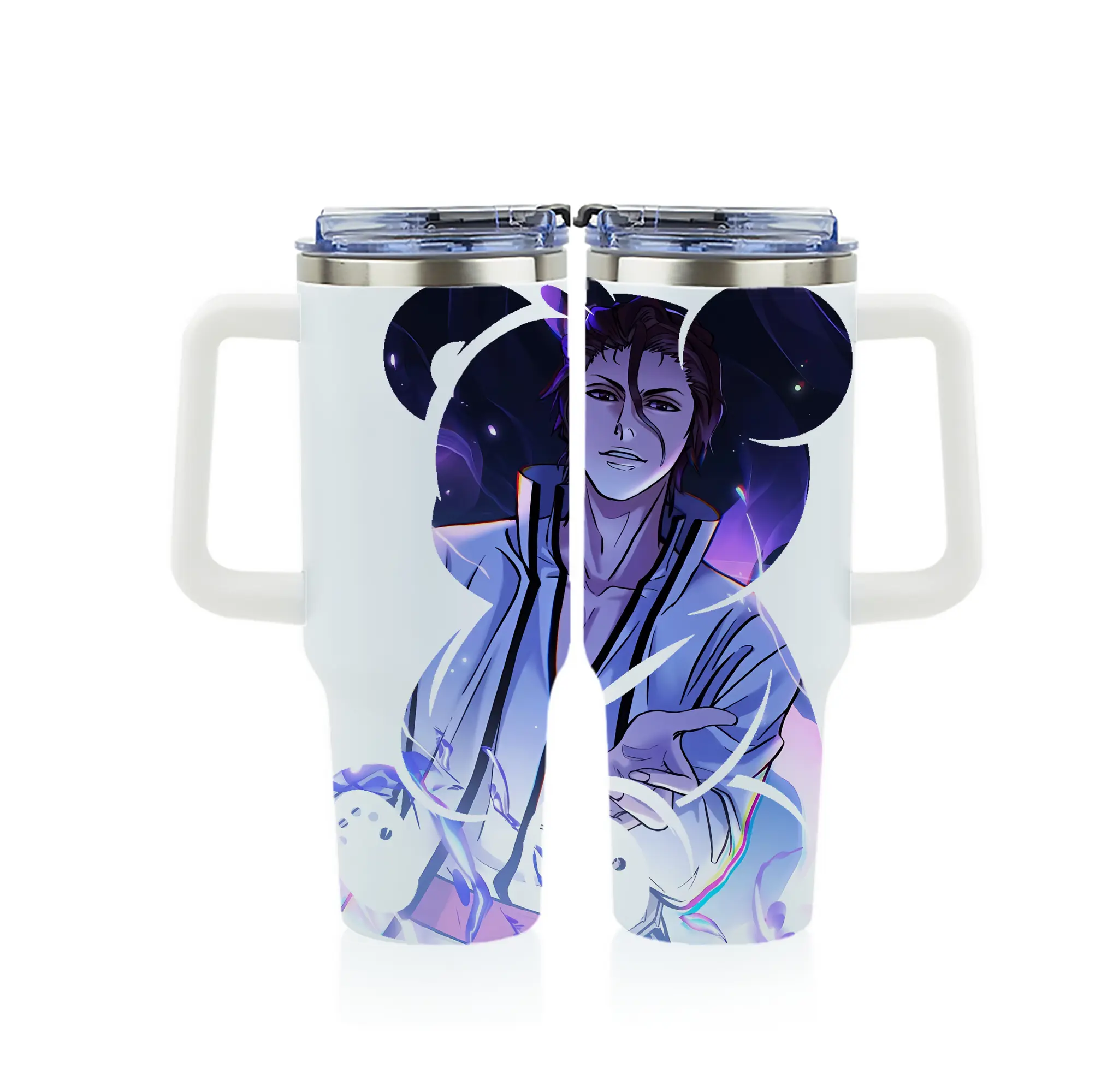 ブリーチ グッズ 藍染 惣右介 - 1200mL フルプリント車用タンブラー ・ 304ステンレス 内側 ・ 201ステンレス 外側 ・ 保温 保冷 ・ 通勤 ドライブ アウトドア用