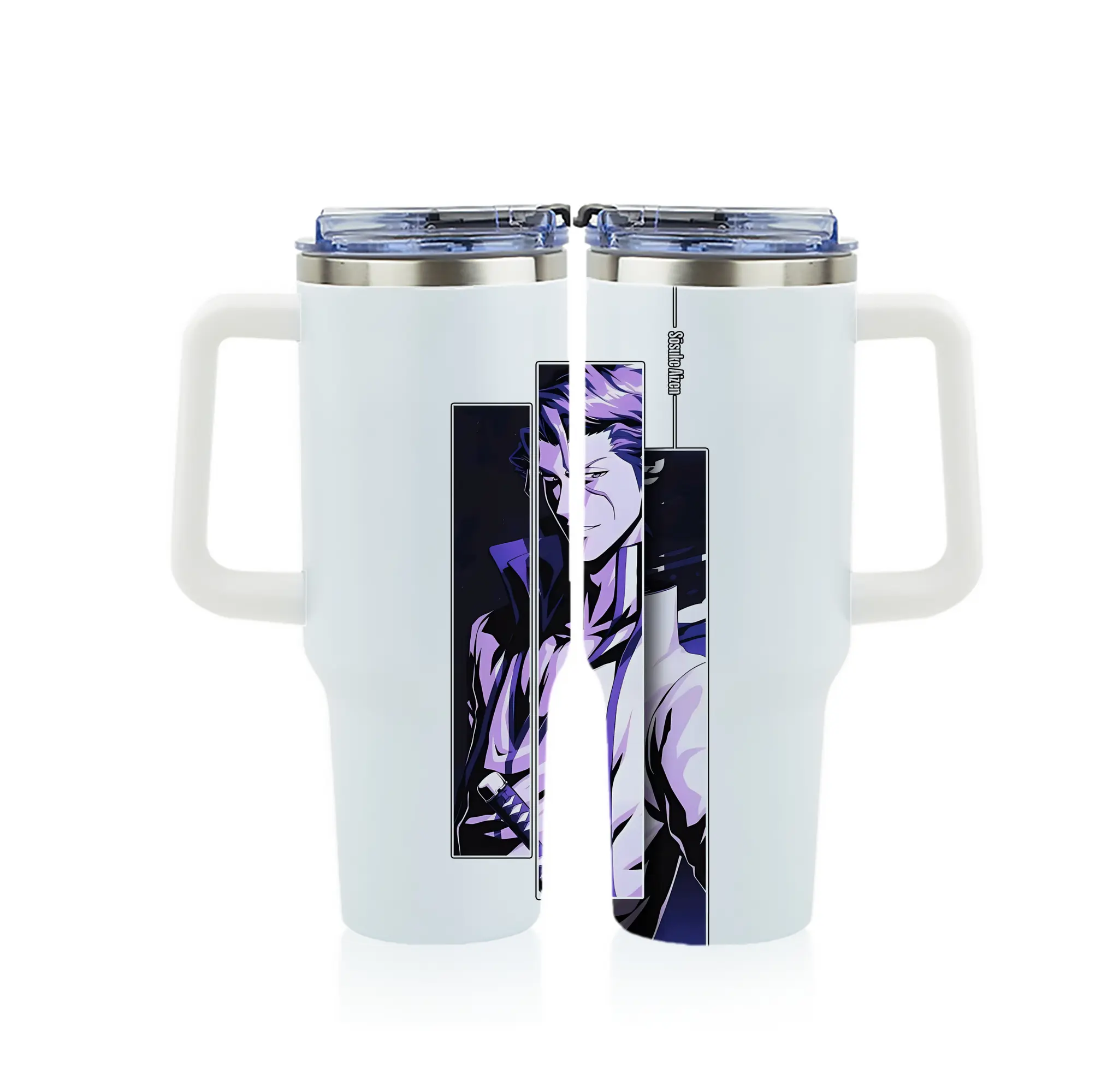 ブリーチ グッズ 藍染 惣右介 - 1200mL フルプリント車用タンブラー ・ 304ステンレス 内側 ・ 201ステンレス 外側 ・ 保温 保冷 ・ 通勤 ドライブ アウトドア用