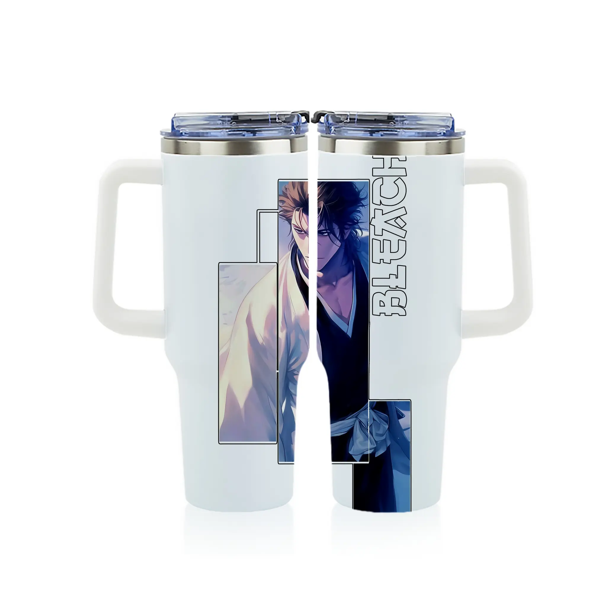 ブリーチ グッズ 藍染 惣右介 - 1200mL フルプリント車用タンブラー ・ 304ステンレス 内側 ・ 201ステンレス 外側 ・ 保温 保冷 ・ 通勤 ドライブ アウトドア用