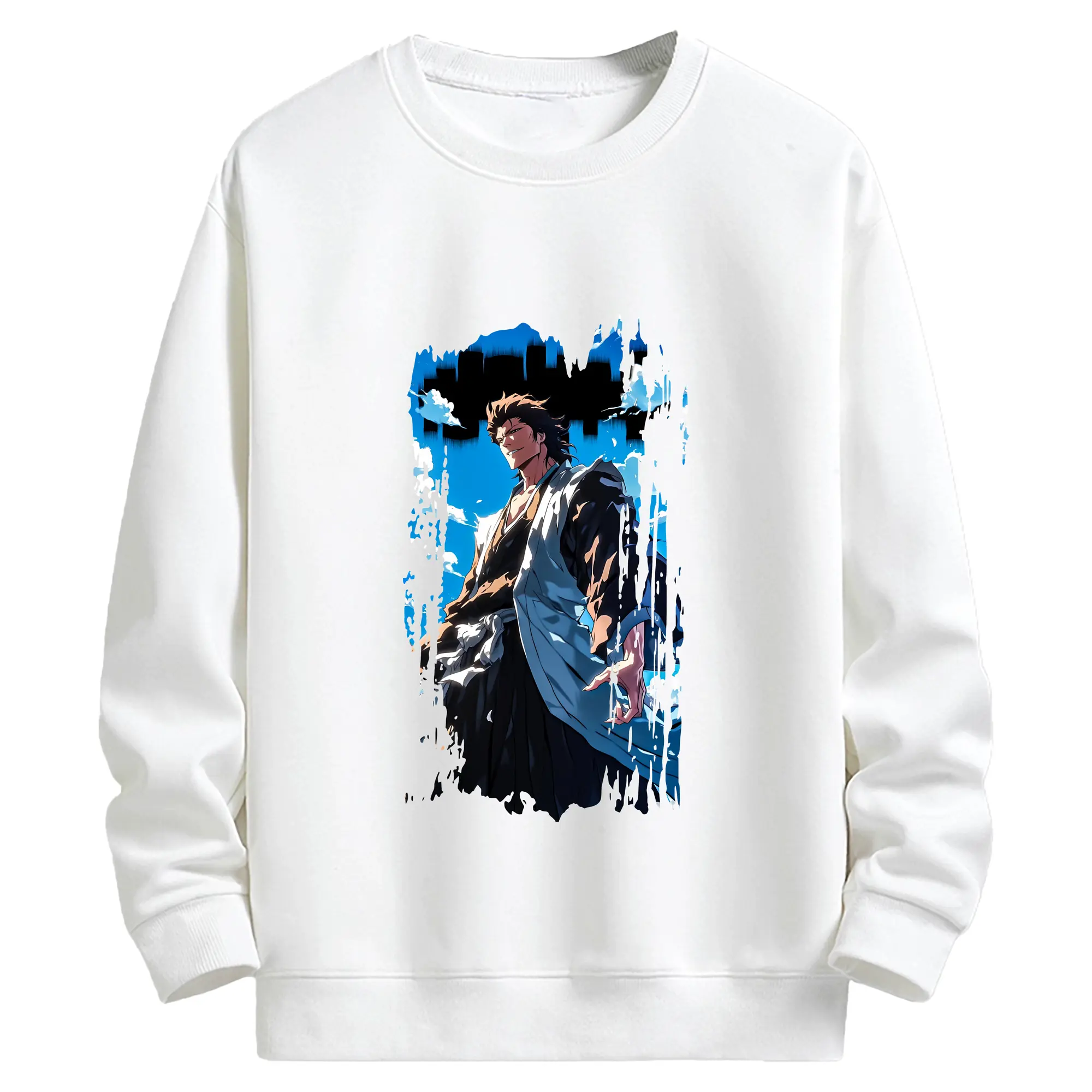 ブリーチ グッズ 藍染 惣右介 - キッズ クルーネックスウェットシャツ ・ フロントプリント ・ 綿80％ ポリエステル20％ ・ 快適 通学 スポーツ 日常使い お散歩用