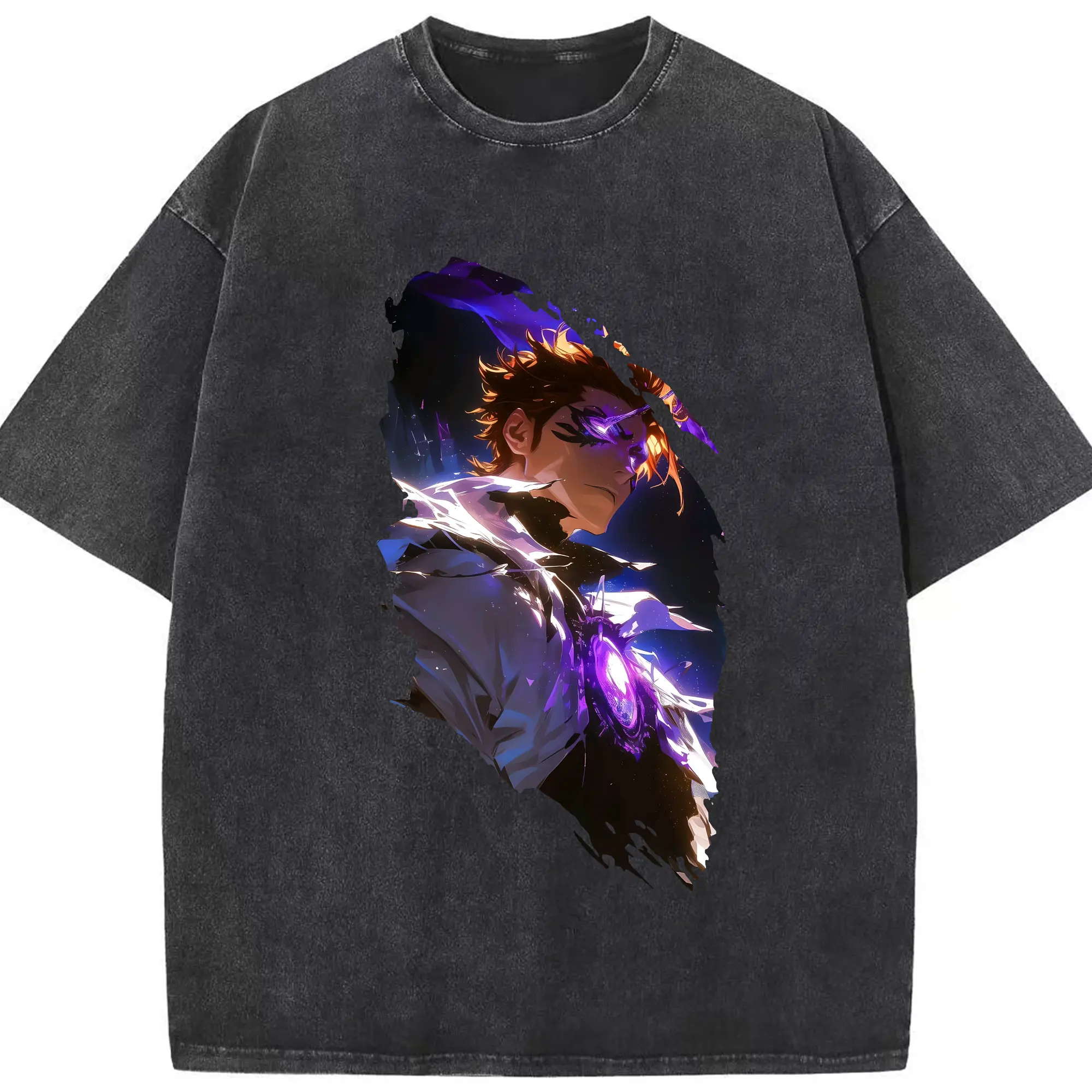 ブリーチ グッズ 藍染 惣右介 - 綿100％ ヴィンテージ風 半袖Tシャツ ・ フロントプリント ・ 柔らか肌触り ・ 通気性 快適 ・ スポーツ カジュアル 外出用