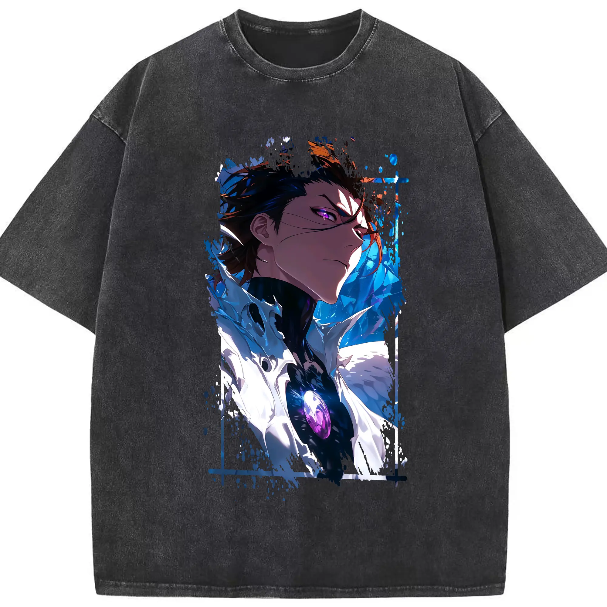 ブリーチ グッズ 藍染 惣右介 - 綿100％ ヴィンテージ風 半袖Tシャツ ・ フロントプリント ・ 柔らか肌触り ・ 通気性 快適 ・ スポーツ カジュアル 外出用