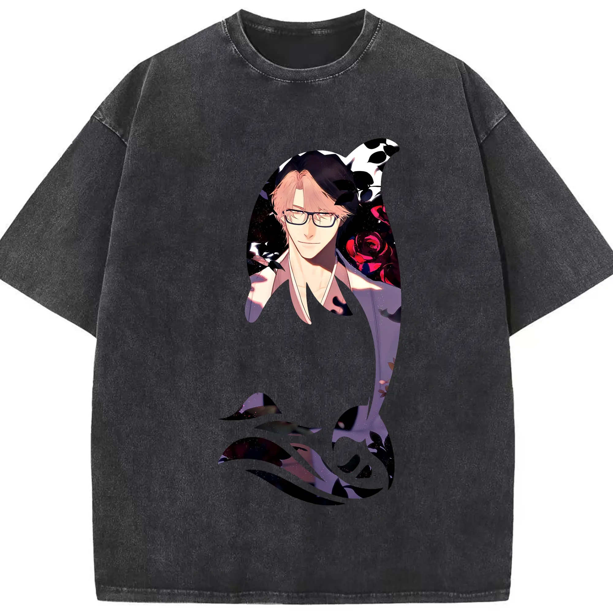 ブリーチ グッズ 藍染 惣右介 - 綿100％ ヴィンテージ風 半袖Tシャツ ・ フロントプリント ・ 柔らか肌触り ・ 通気性 快適 ・ スポーツ カジュアル 外出用