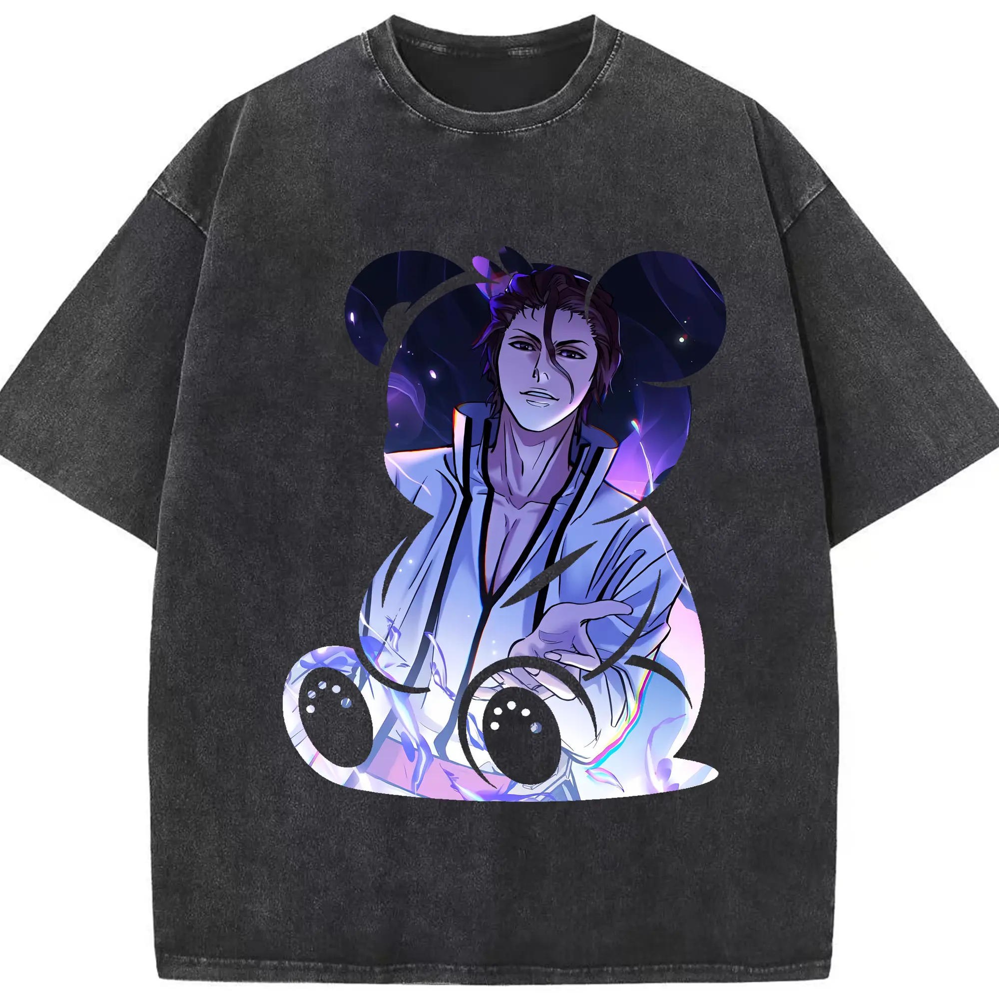 ブリーチ グッズ 藍染 惣右介 - 綿100％ ヴィンテージ風 半袖Tシャツ ・ フロントプリント ・ 柔らか肌触り ・ 通気性 快適 ・ スポーツ カジュアル 外出用