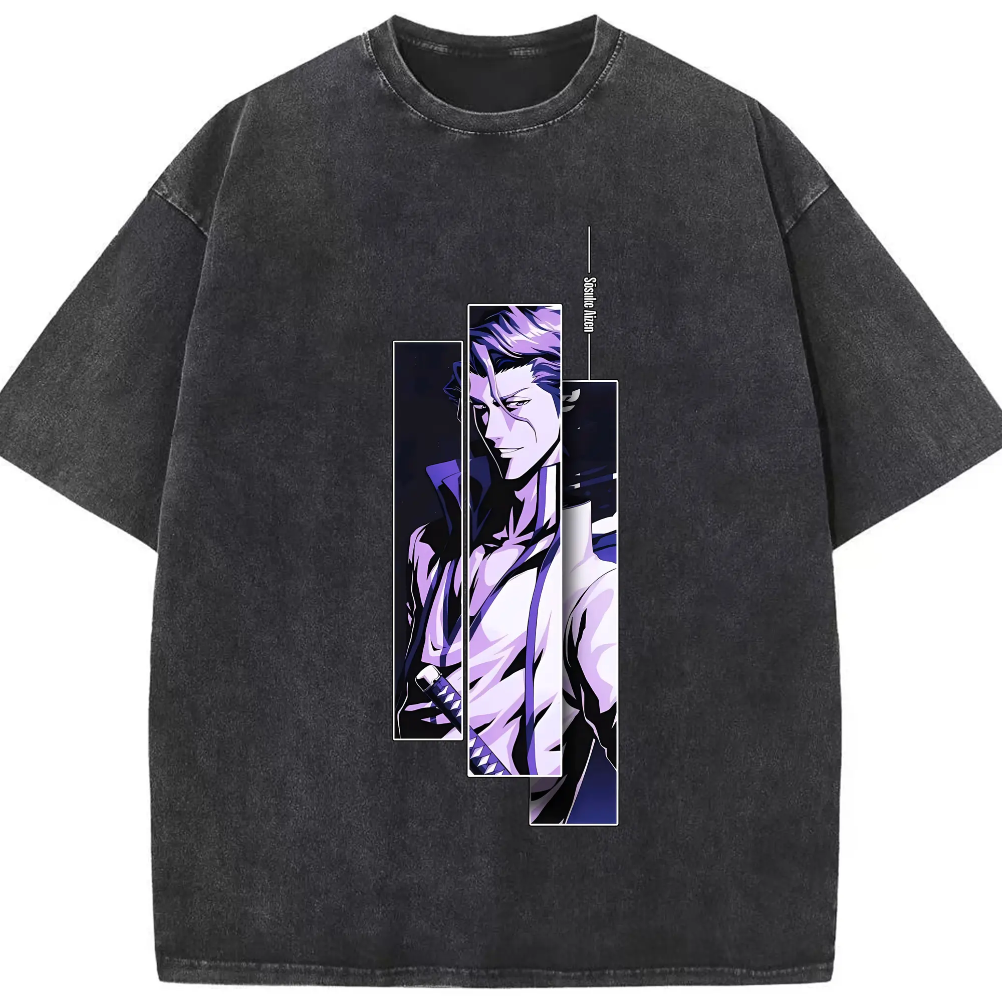 ブリーチ グッズ 藍染 惣右介 - 綿100％ ヴィンテージ風 半袖Tシャツ ・ フロントプリント ・ 柔らか肌触り ・ 通気性 快適 ・ スポーツ カジュアル 外出用