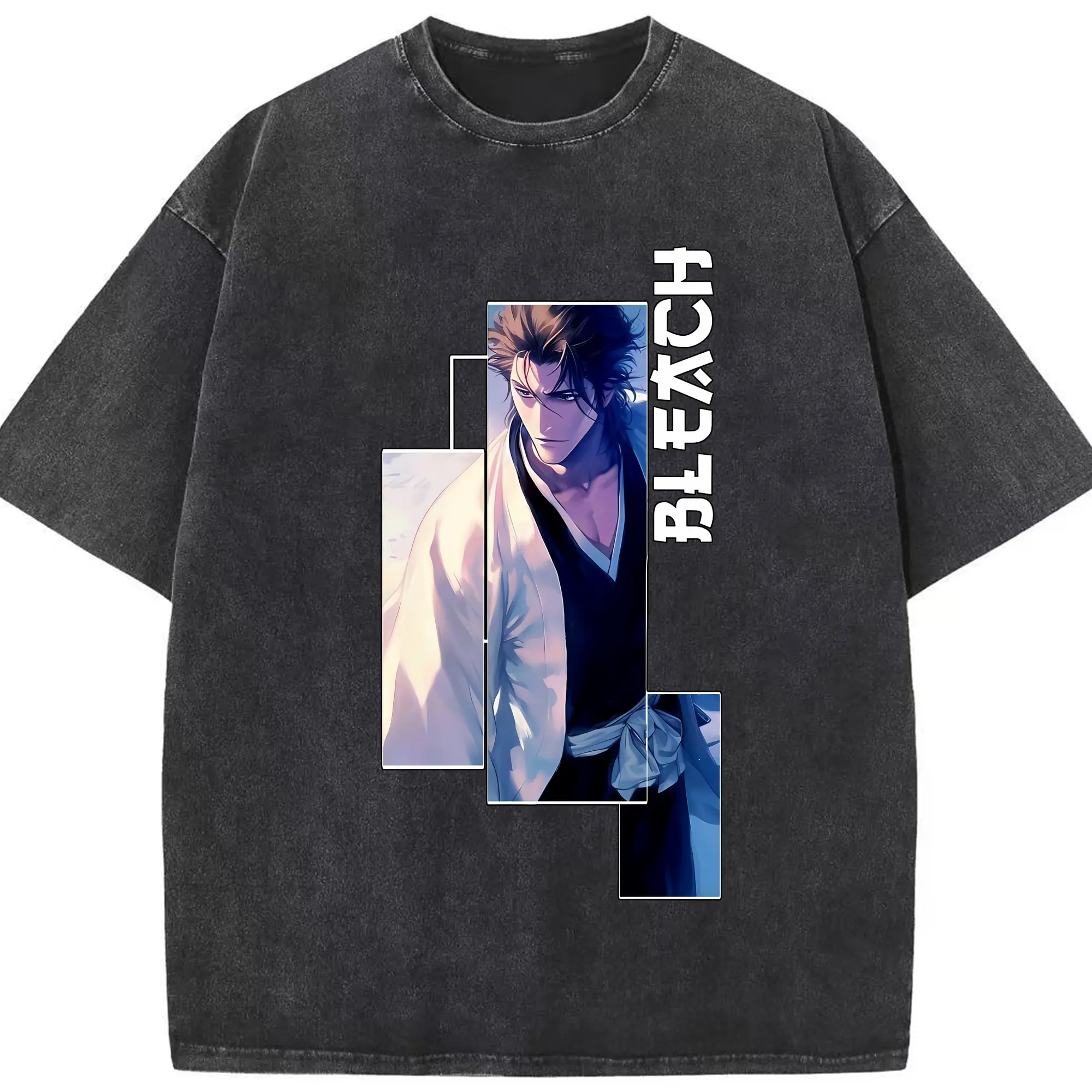 ブリーチ グッズ 藍染 惣右介 - 綿100％ ヴィンテージ風 半袖Tシャツ ・ フロントプリント ・ 柔らか肌触り ・ 通気性 快適 ・ スポーツ カジュアル 外出用