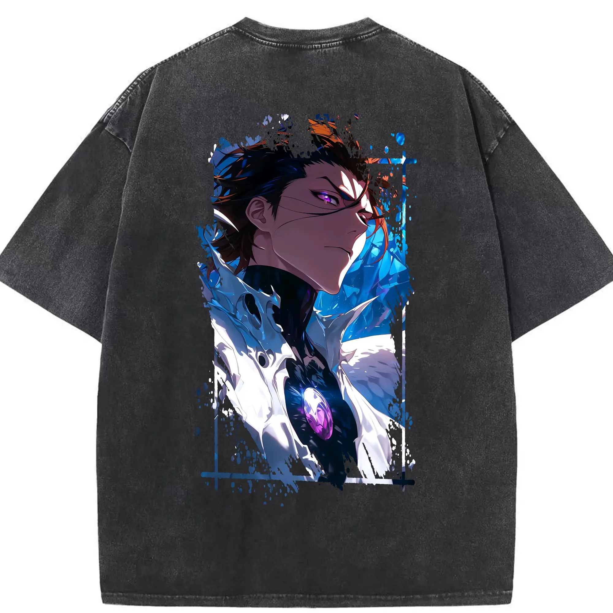 ブリーチ グッズ 藍染 惣右介 - 綿100％ ヴィンテージ風 半袖Tシャツ ・ 背面プリント ・ 柔らか肌触り ・ 通気性 快適 ・ スポーツ カジュアル 外出用