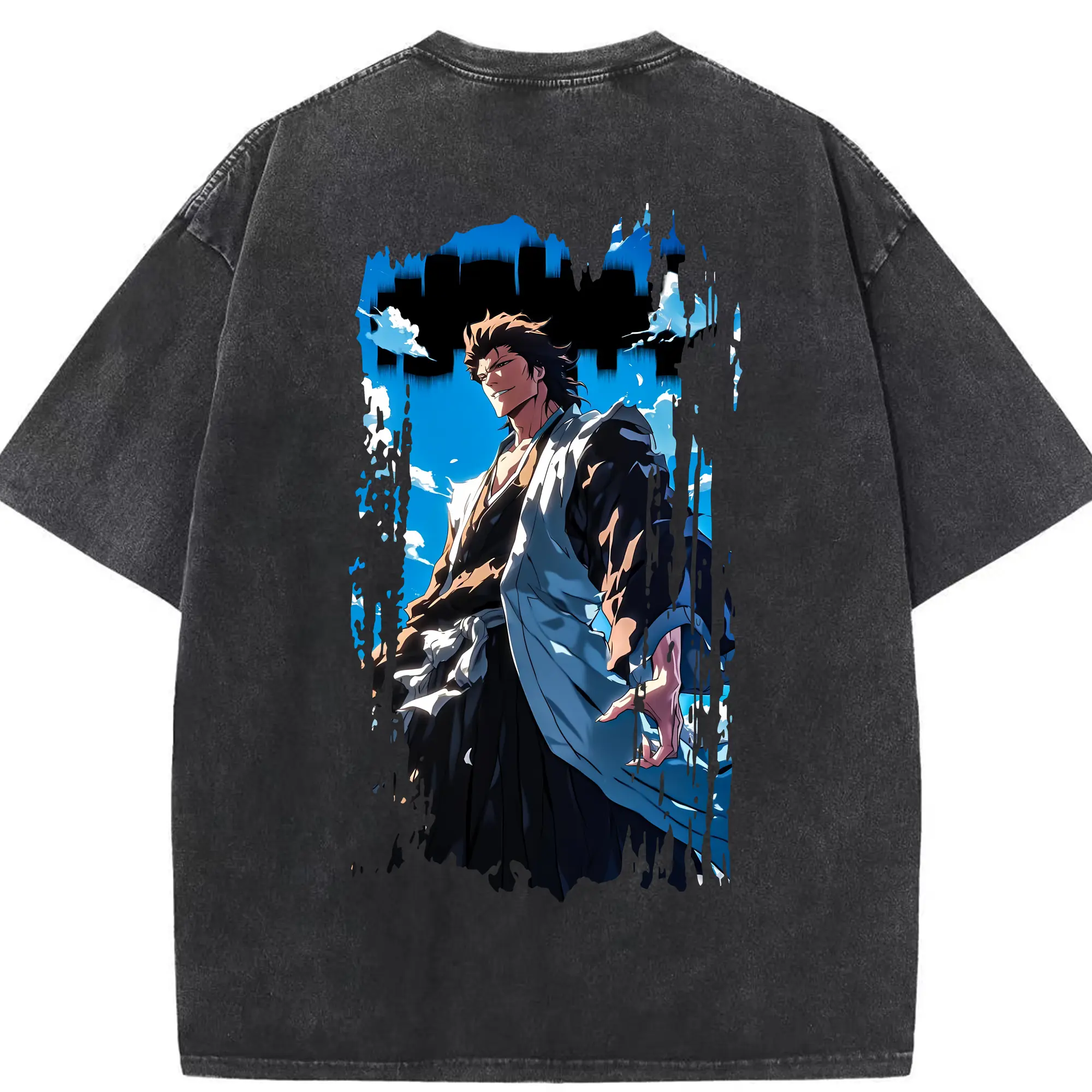 ブリーチ グッズ 藍染 惣右介 - 綿100％ ヴィンテージ風 半袖Tシャツ ・ 背面プリント ・ 柔らか肌触り ・ 通気性 快適 ・ スポーツ カジュアル 外出用