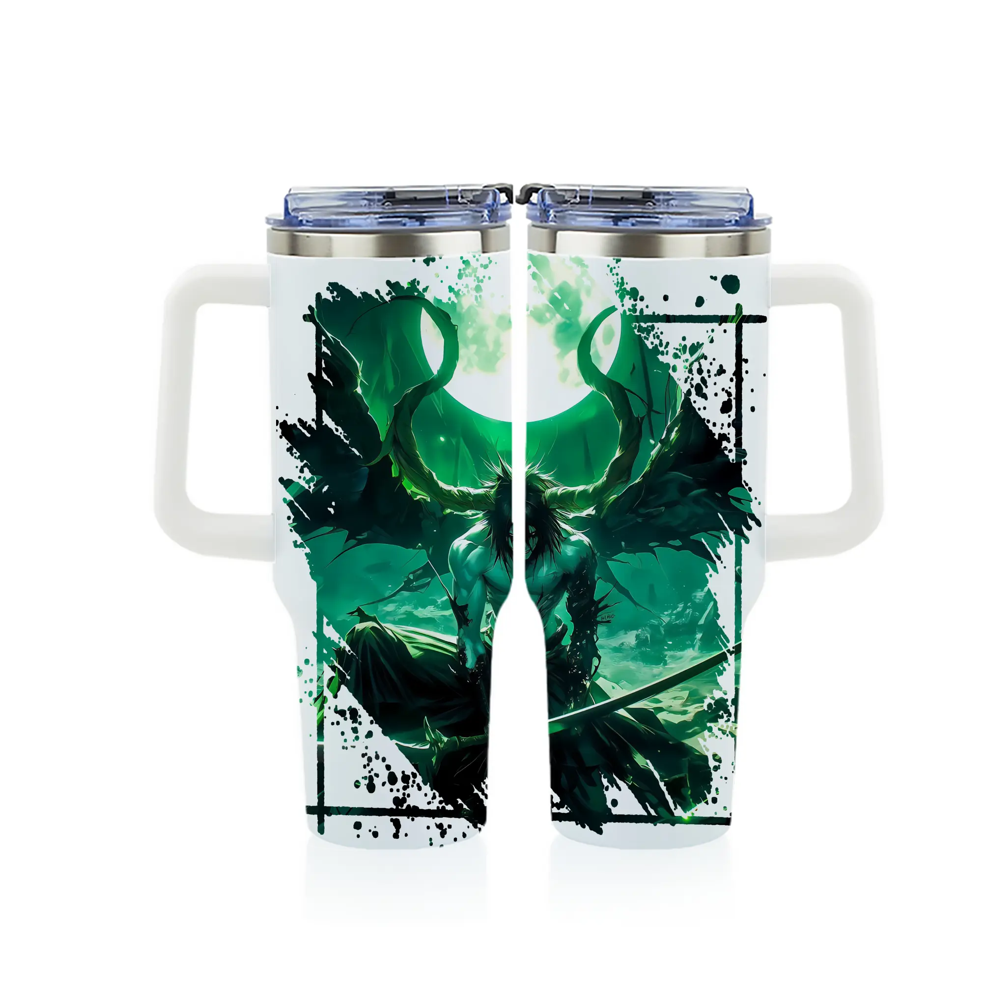 ブリーチ グッズ ウルキオラ・シファー - 1200mL フルプリント車用タンブラー ・ 304ステンレス 内側 ・ 201ステンレス 外側 ・ 保温 保冷 ・ 通勤 ドライブ アウトドア用