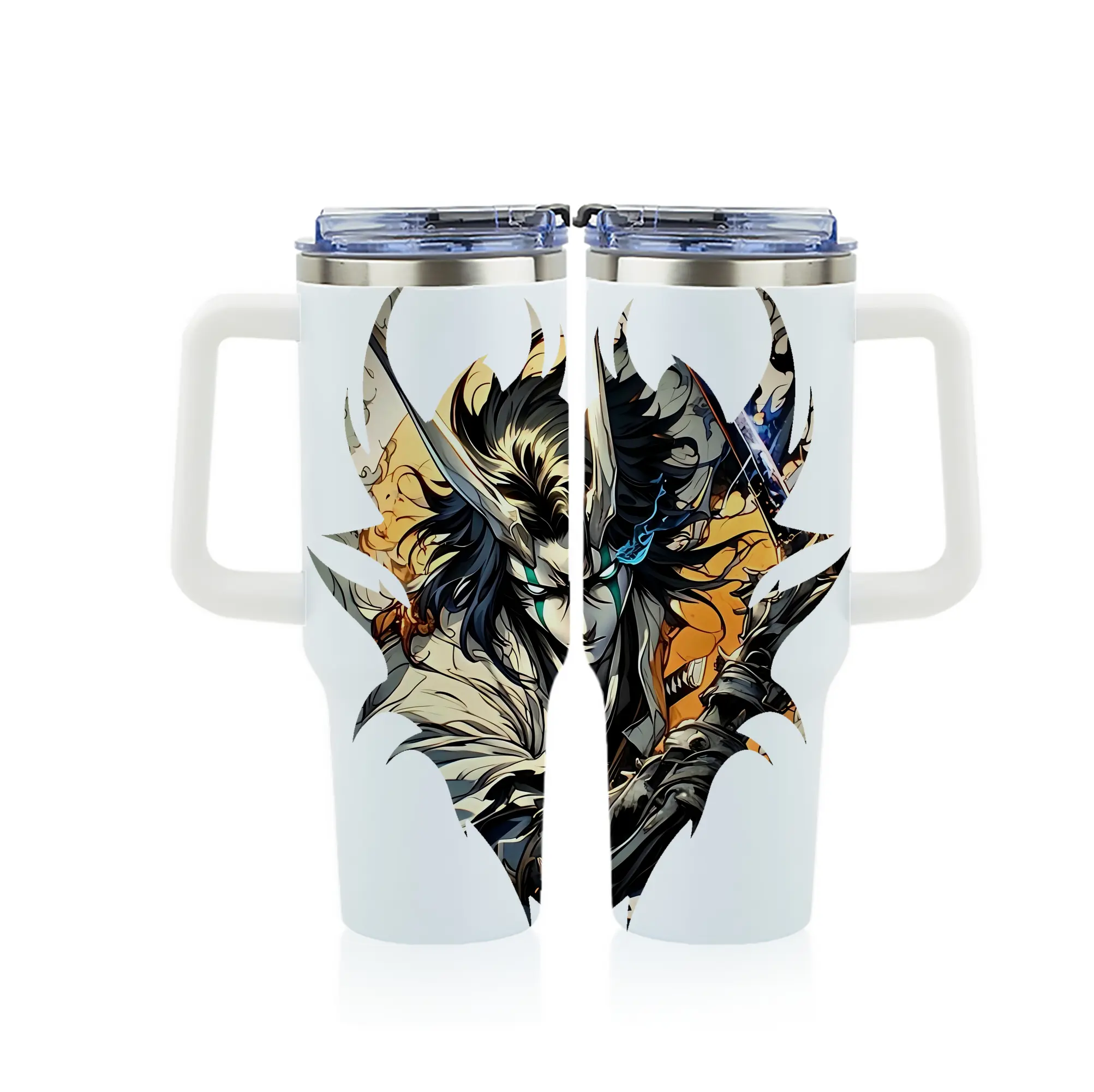 ブリーチ グッズ ウルキオラ・シファー - 1200mL フルプリント車用タンブラー ・ 304ステンレス 内側 ・ 201ステンレス 外側 ・ 保温 保冷 ・ 通勤 ドライブ アウトドア用