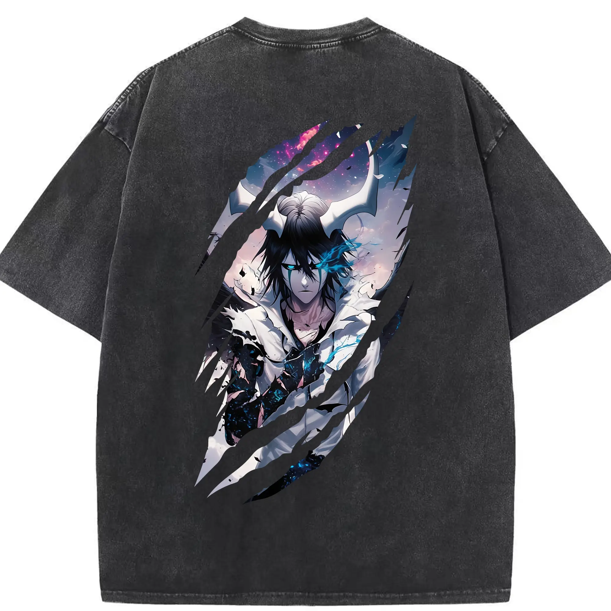 ブリーチ グッズ ウルキオラ・シファー - 綿100％ ヴィンテージ風 半袖Tシャツ ・ 背面プリント ・ 柔らか肌触り ・ 通気性 快適 ・ スポーツ カジュアル 外出用