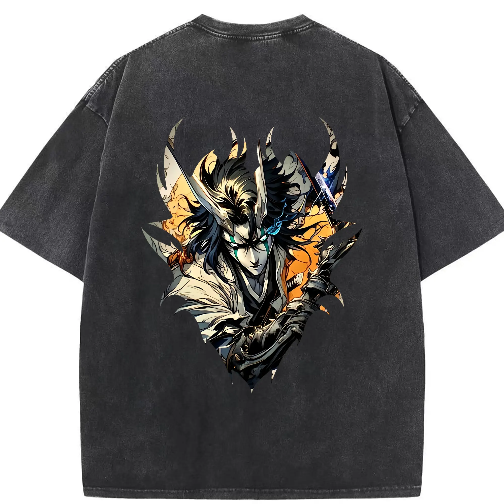 ブリーチ グッズ ウルキオラ・シファー - 綿100％ ヴィンテージ風 半袖Tシャツ ・ 背面プリント ・ 柔らか肌触り ・ 通気性 快適 ・ スポーツ カジュアル 外出用