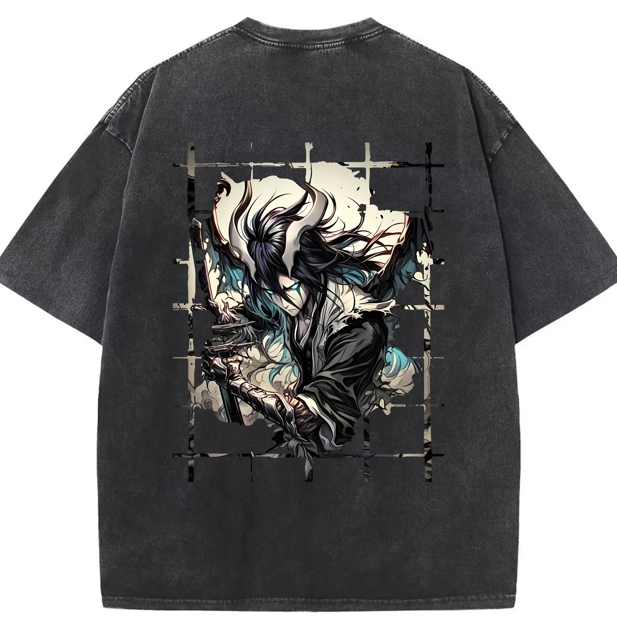 ブリーチ グッズ ウルキオラ・シファー - 綿100％ ヴィンテージ風 半袖Tシャツ ・ 背面プリント ・ 柔らか肌触り ・ 通気性 快適 ・ スポーツ カジュアル 外出用