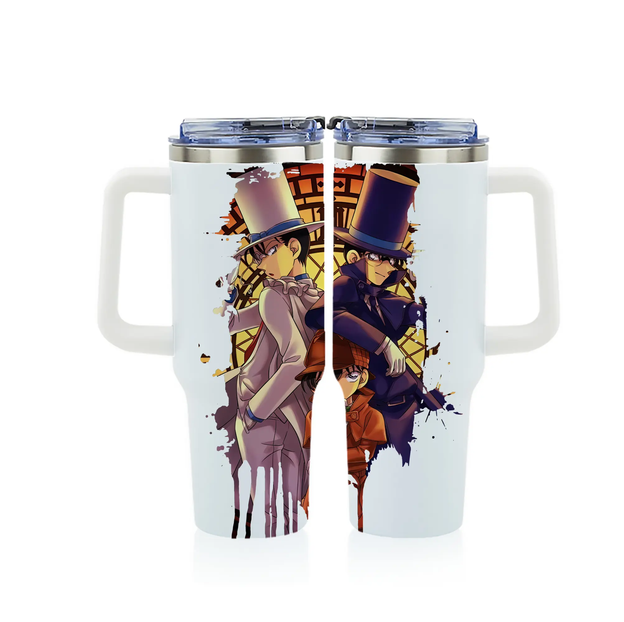 名探偵コナン グッズ 江戸川 コナン - 1200mL フルプリント車用タンブラー ・ 304ステンレス 内側 ・ 201ステンレス 外側 ・ 保温 保冷 ・ 通勤 ドライブ アウトドア用