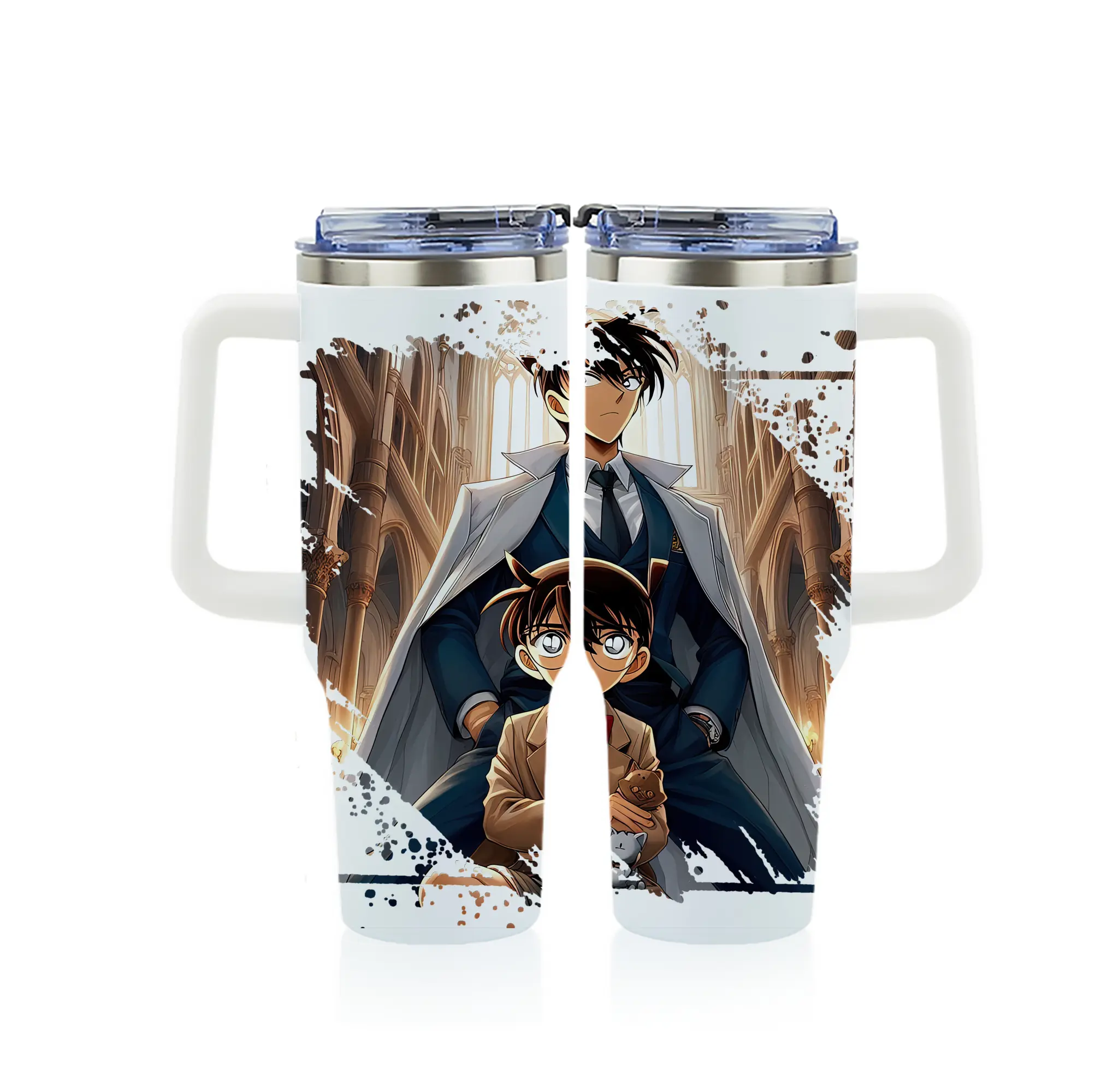 名探偵コナン グッズ 江戸川 コナン - 1200mL フルプリント車用タンブラー ・ 304ステンレス 内側 ・ 201ステンレス 外側 ・ 保温 保冷 ・ 通勤 ドライブ アウトドア用